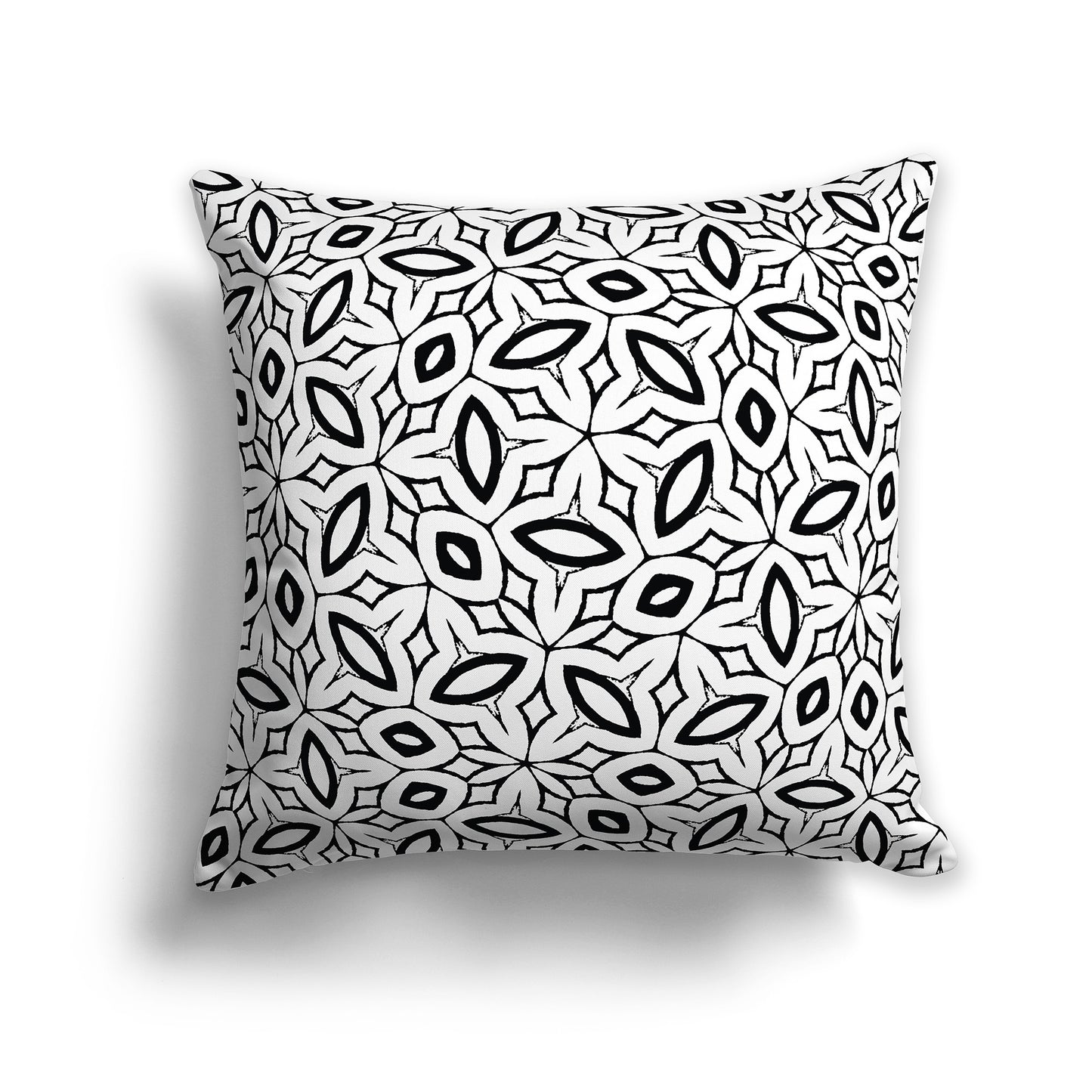 White 18 inch Throw Pillow with Black Elliptical  Pattern