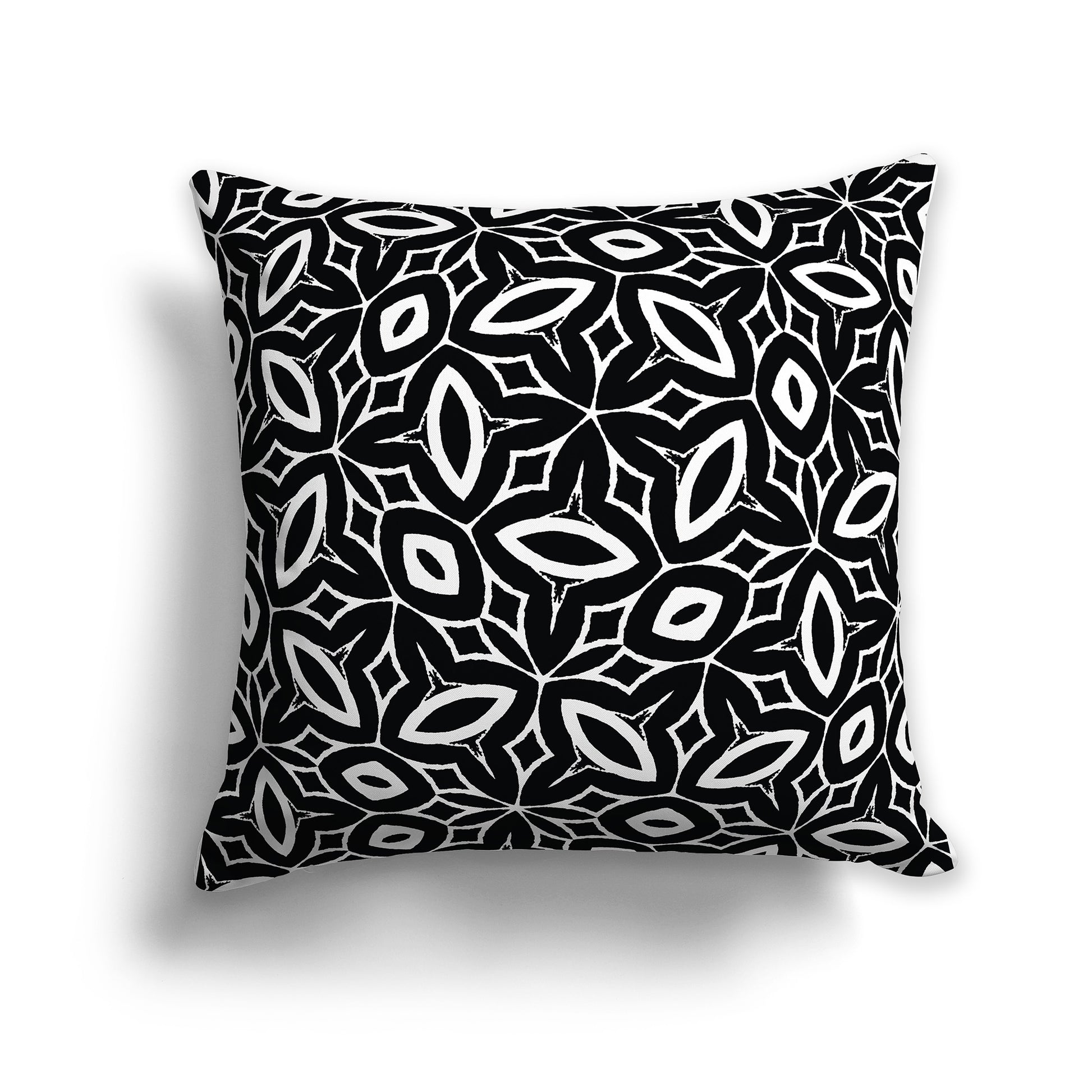 Black 14 inch Throw Pillow with White Elliptical  Pattern