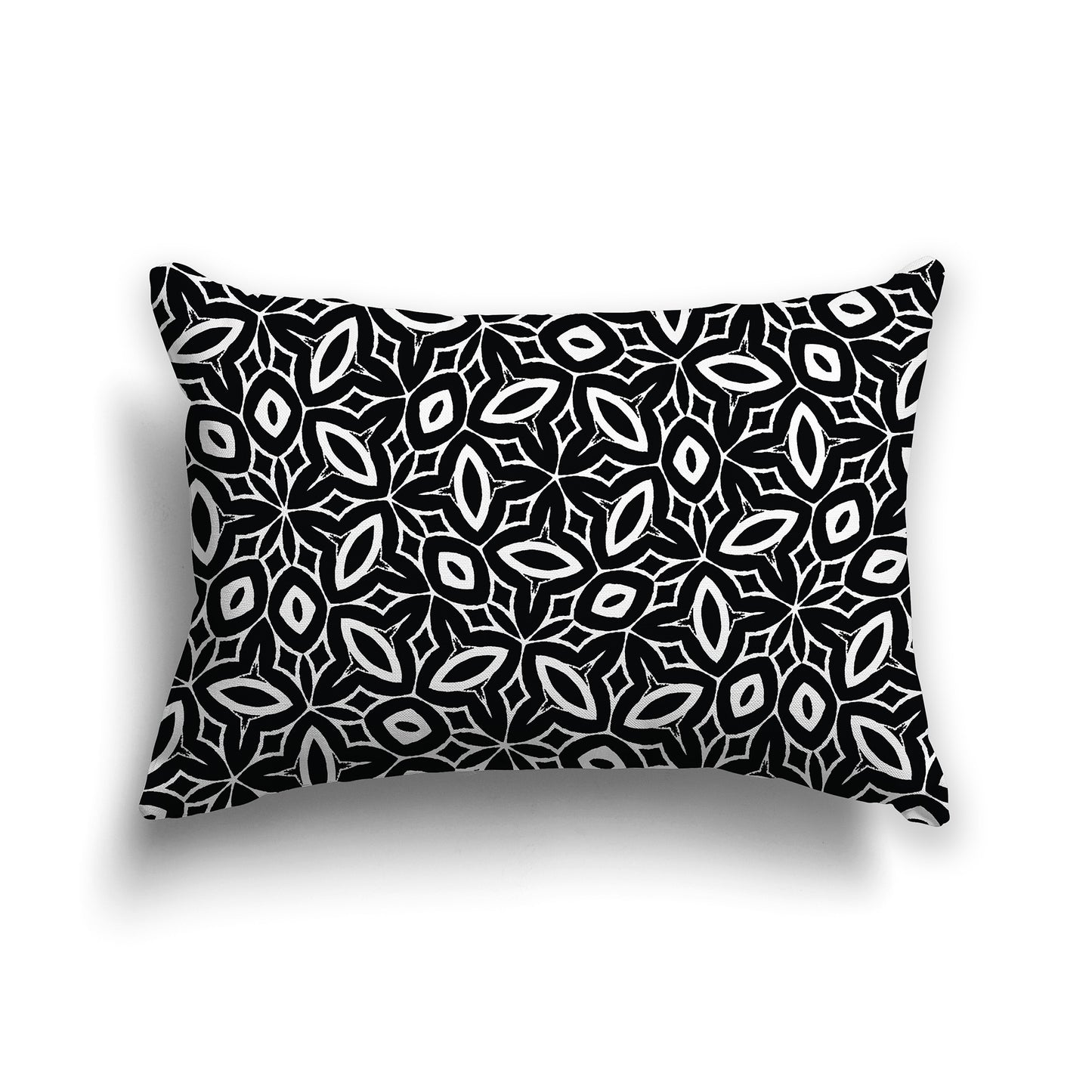 Black 20x14 inch Lumbar Throw Pillow with White Elliptical  Pattern