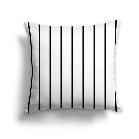 Lumbar Throw Pillow with Thin Black Stripes on White