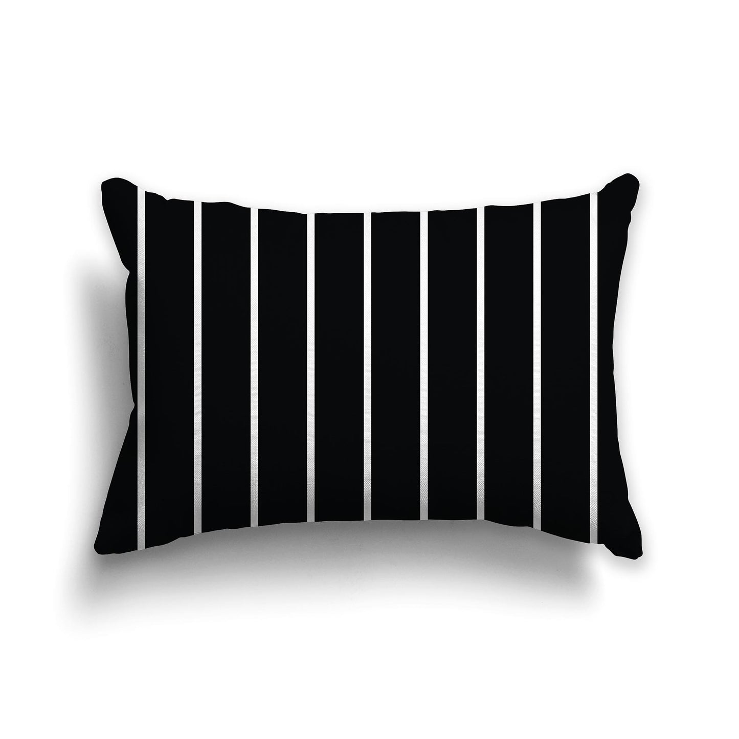 Square Throw Pillow with Thin White Stripes on Black