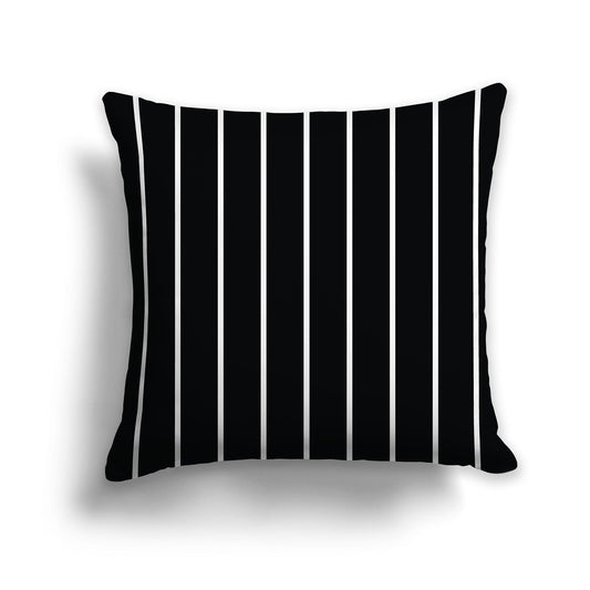 Lumbar Throw Pillow with Thin White Stripes on Black