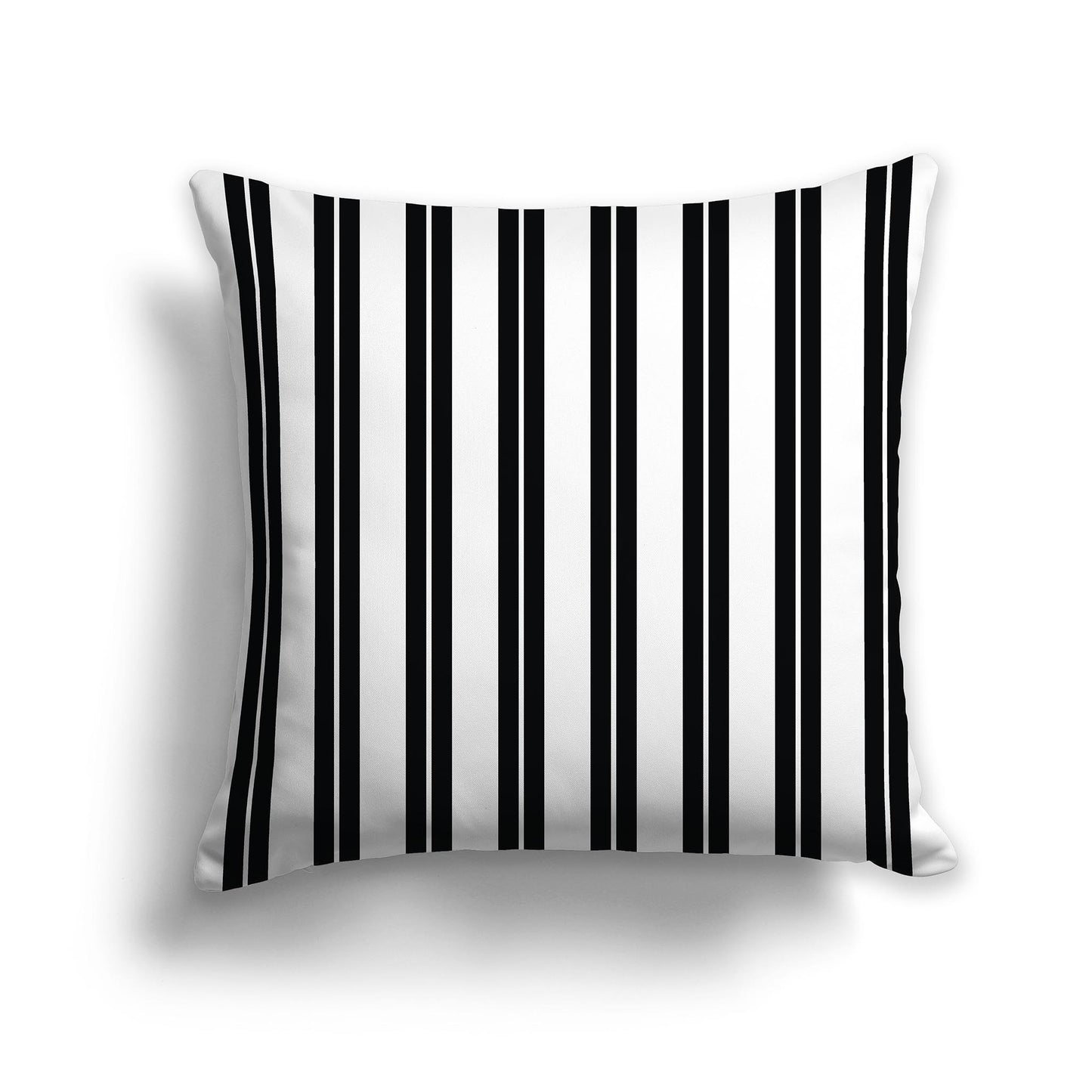 Lumbar Throw Pillow with black and white multistripe on front
