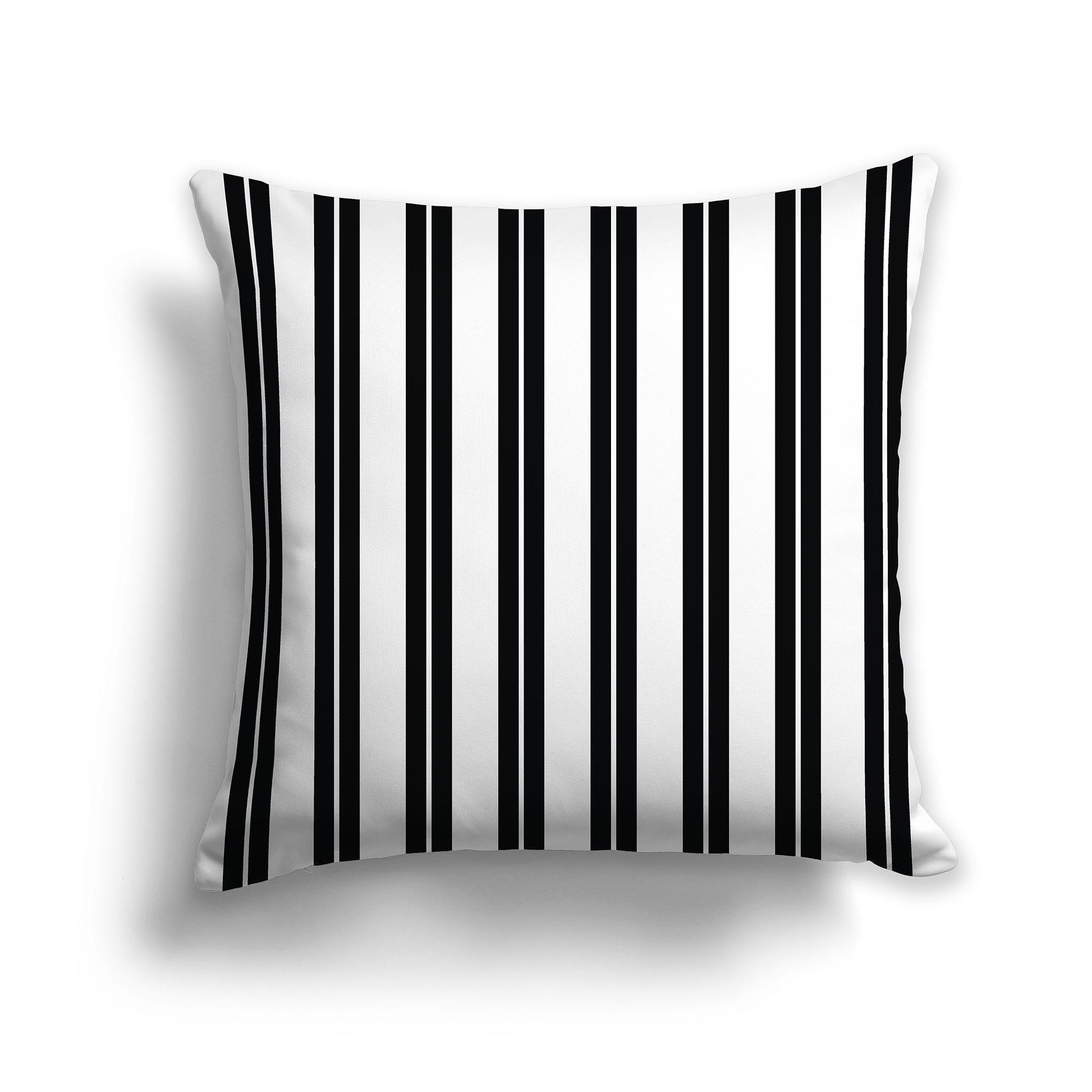 Lumbar Throw Pillow with black and white multistripe on front