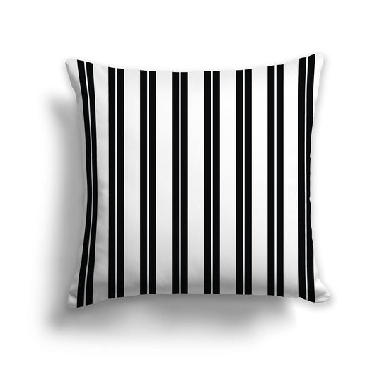 Lumbar Throw Pillow with black and white multistripe on front