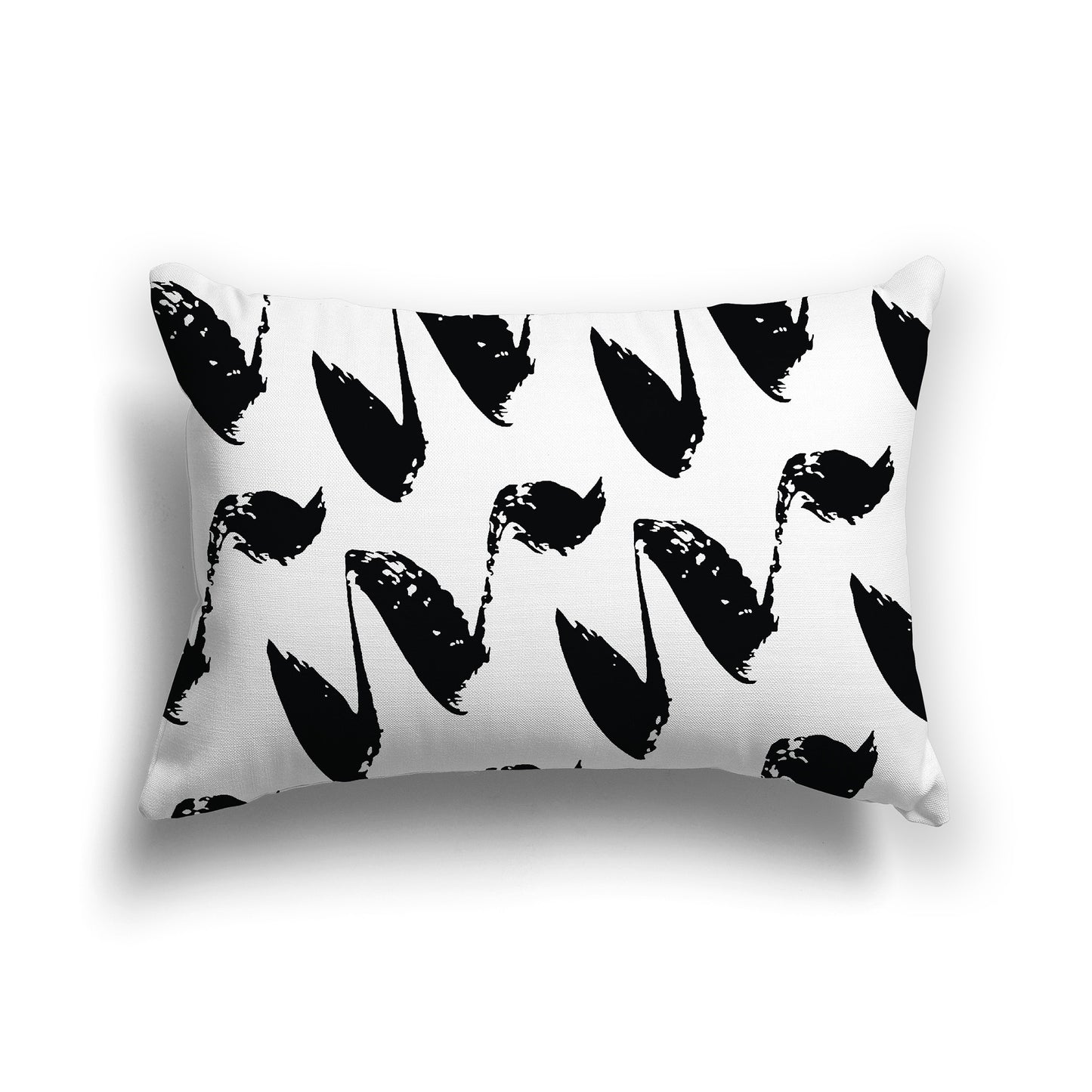 Lumbar Throw Pillow with black squiggle pattern on white