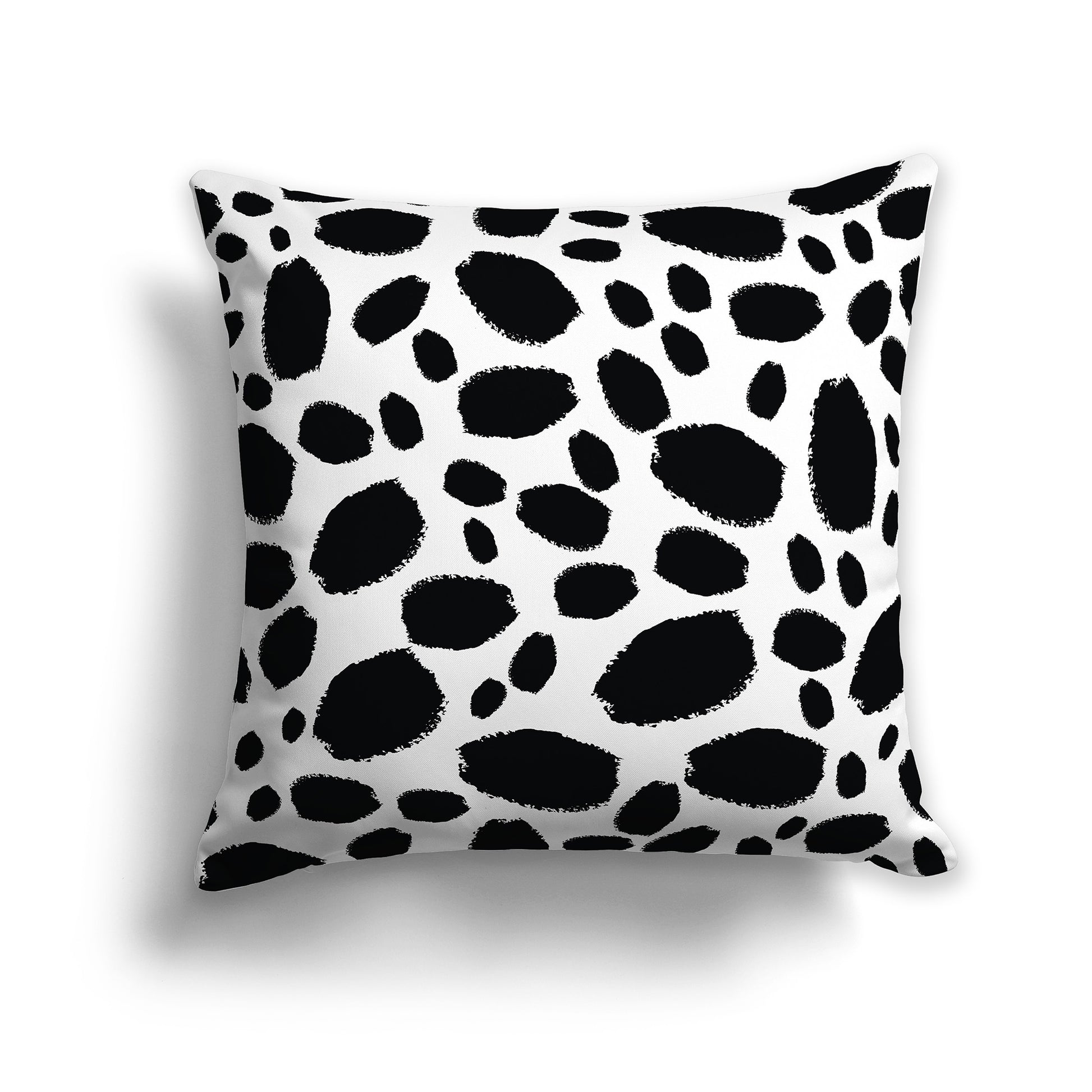 14 inch Square Throw Pillow with Black Paint Dabs on White