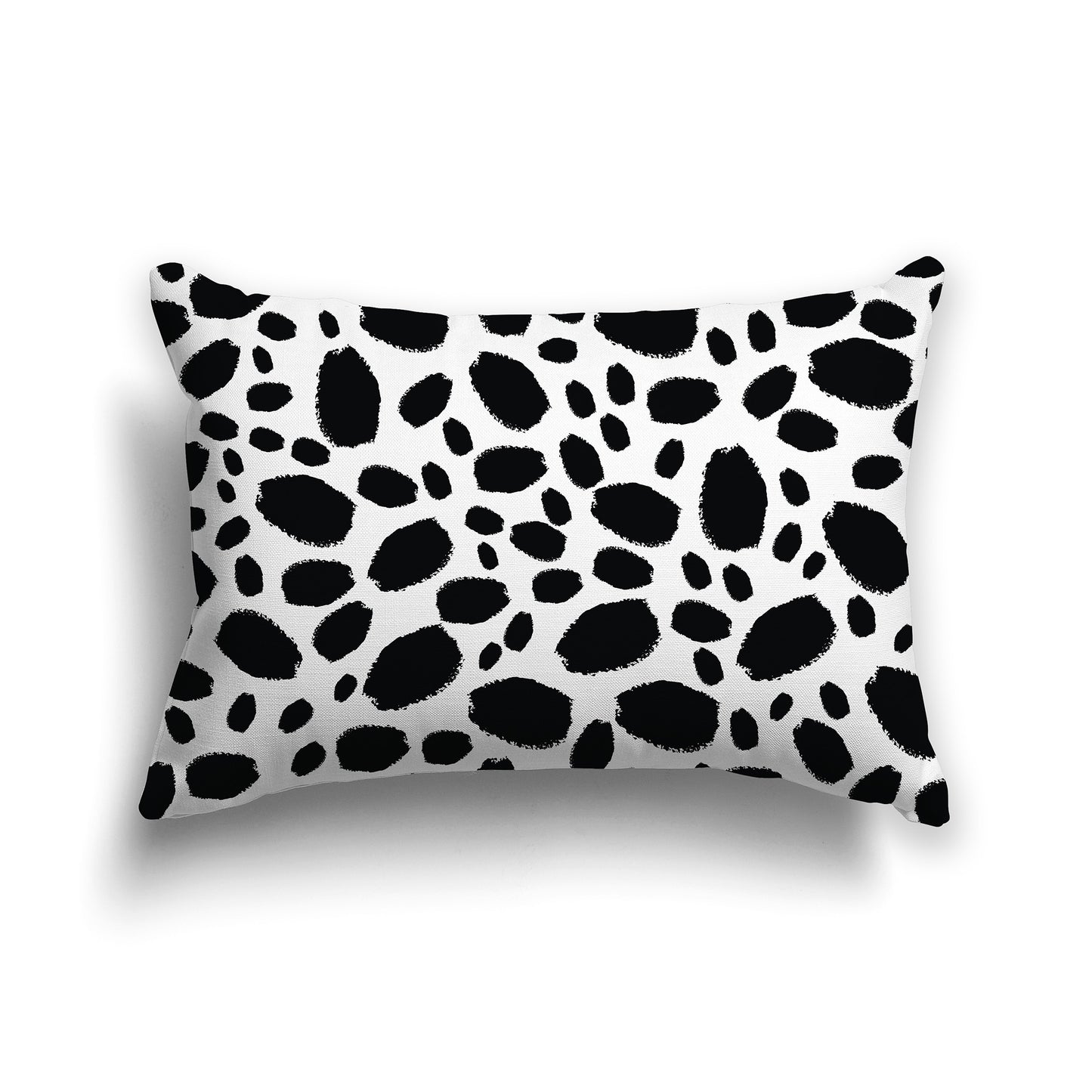20x14 inch Lumbar Square Throw Pillow with Black Paint Dabs on White