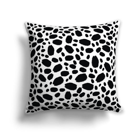 26 inch Square Throw Pillow with Black Paint Dabs on White