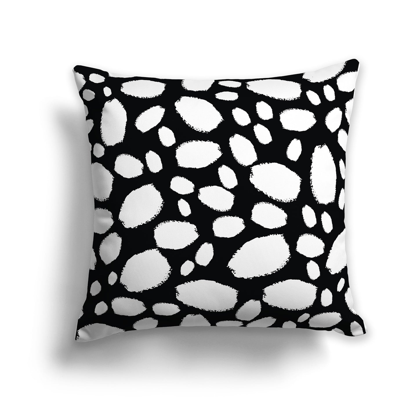 14 inch Square Throw Pillow with White Paint Dabs on Black