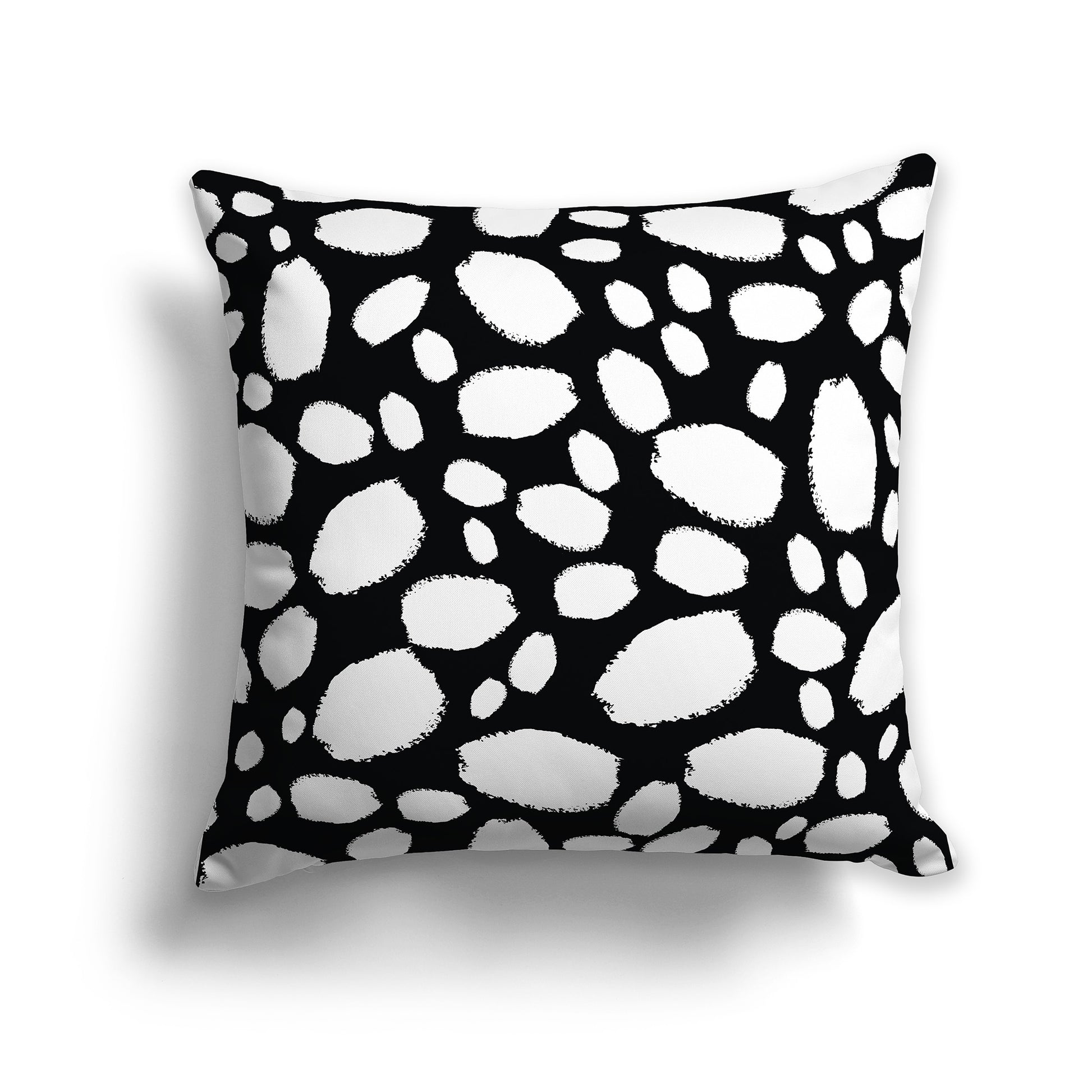 14 inch Square Throw Pillow with White Paint Dabs on Black