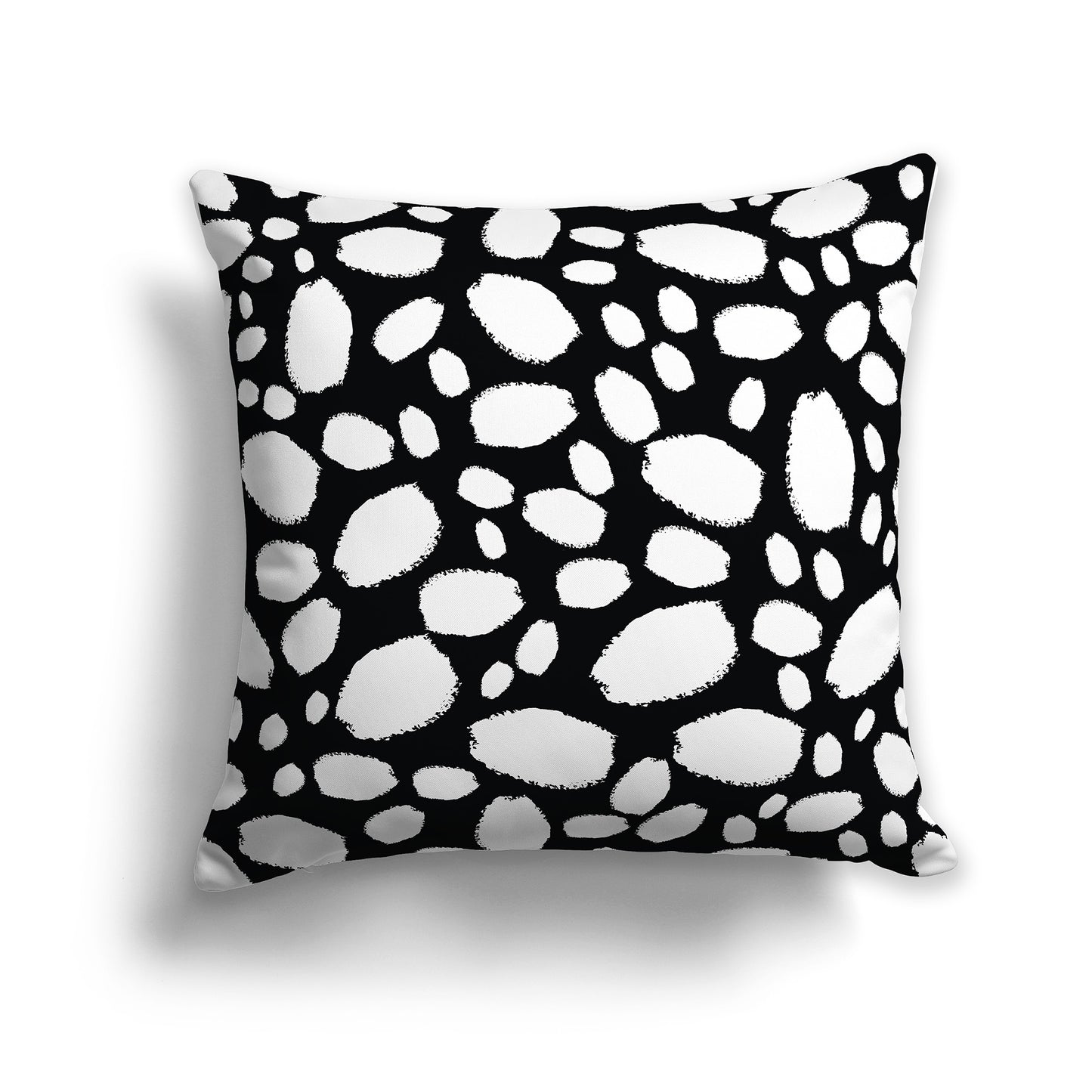 16 inch Square Throw Pillow with White Paint Dabs on Black