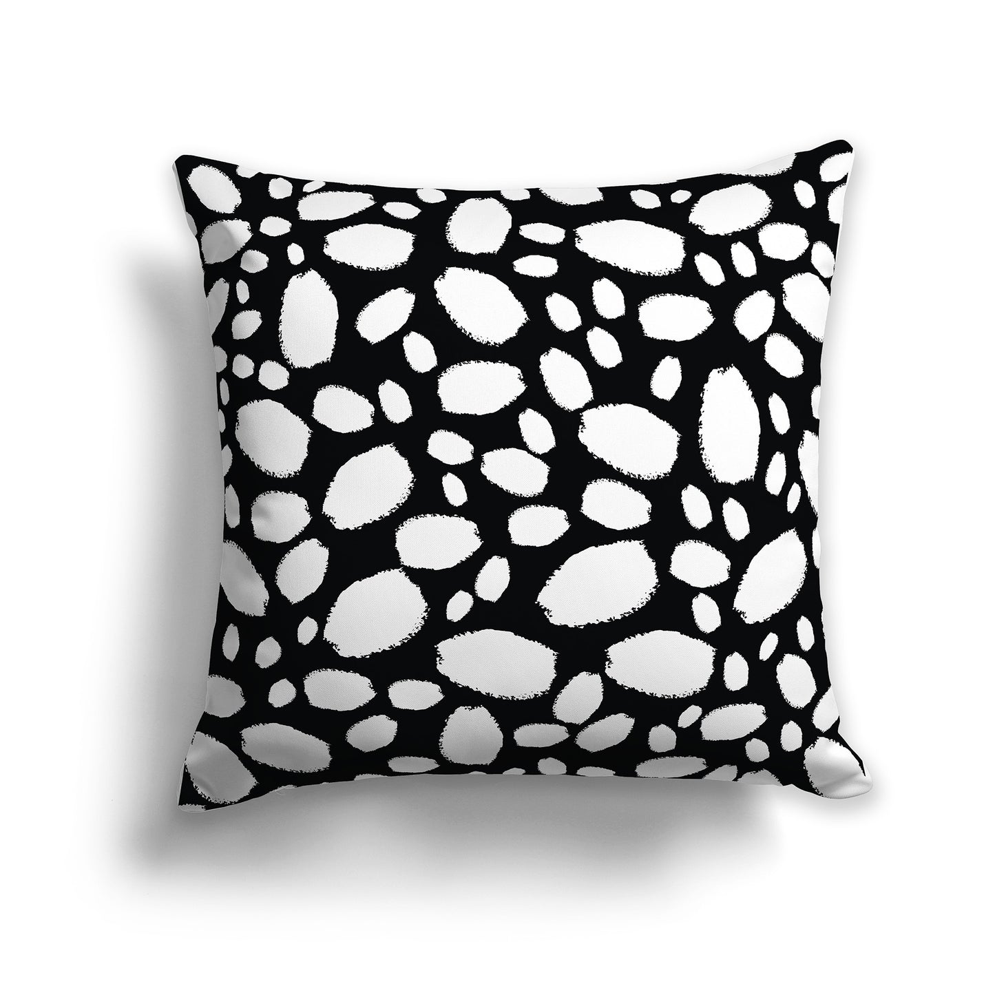 18 inch Square Throw Pillow with White Paint Dabs on Black