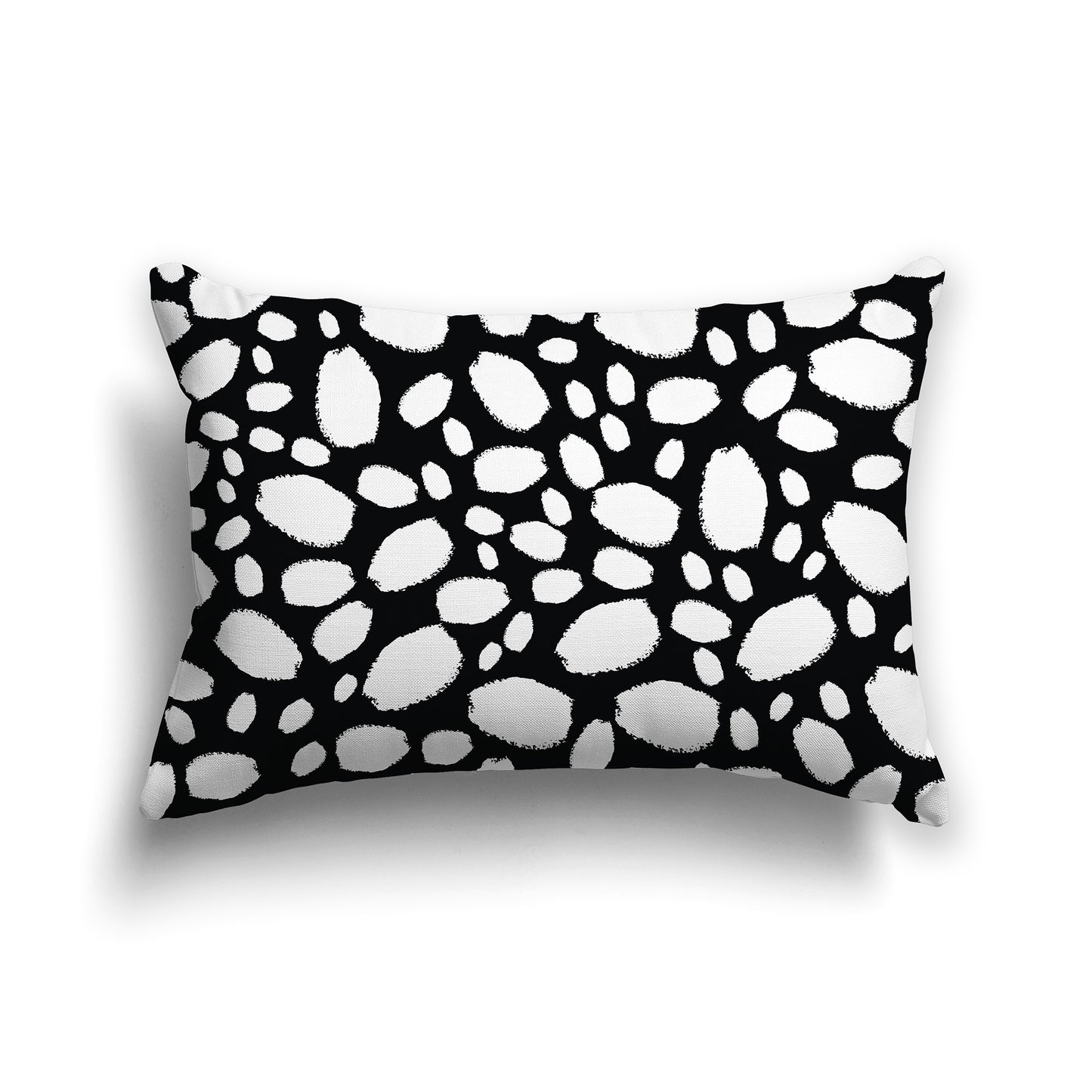 20x14 inch Lumbar Square Throw Pillow with White Paint Dabs on Black