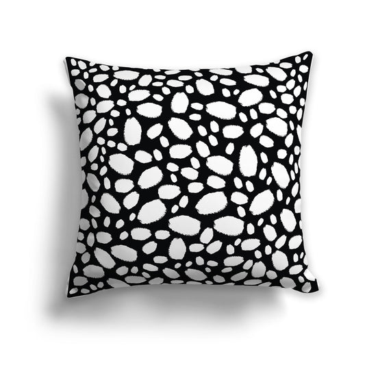 26 inch Square Throw Pillow with White Paint Dabs on Black