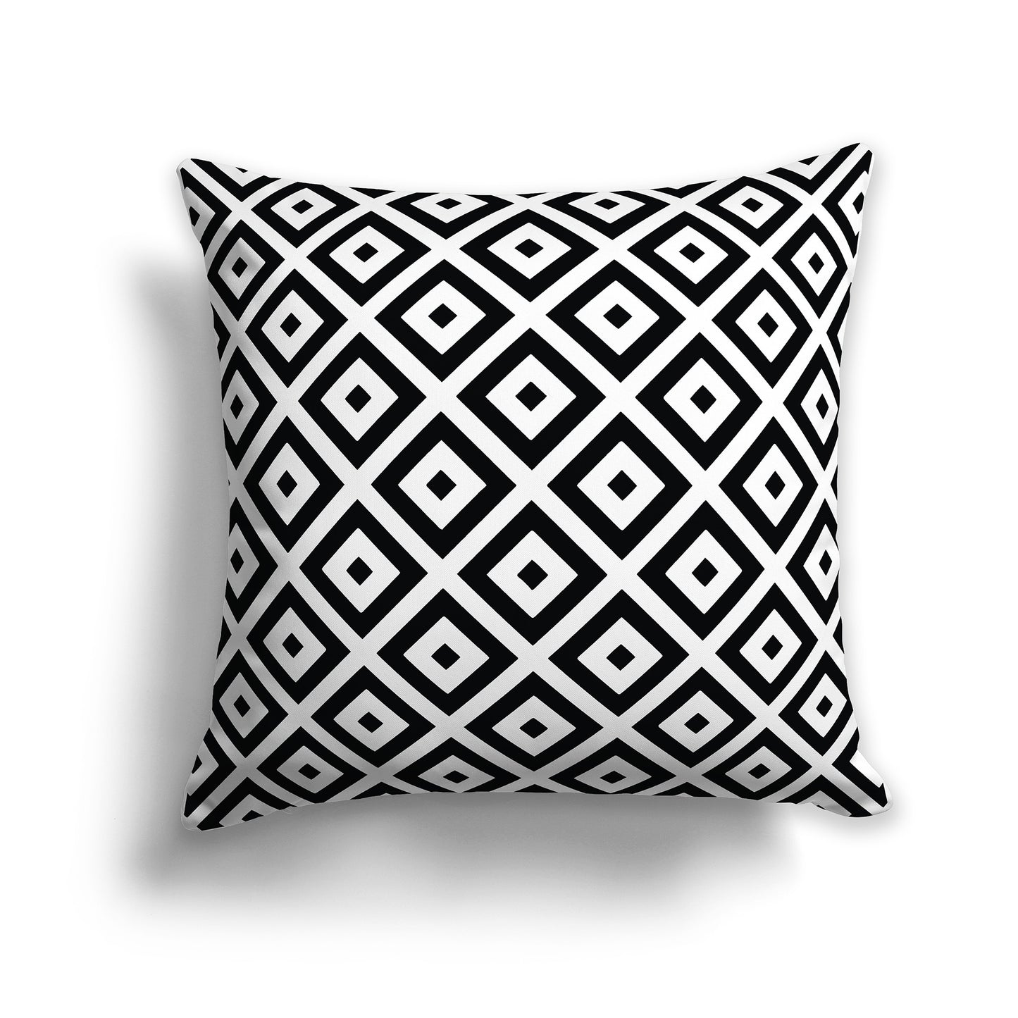 14 inch Square Throw Pillow with black and white radiating squares
