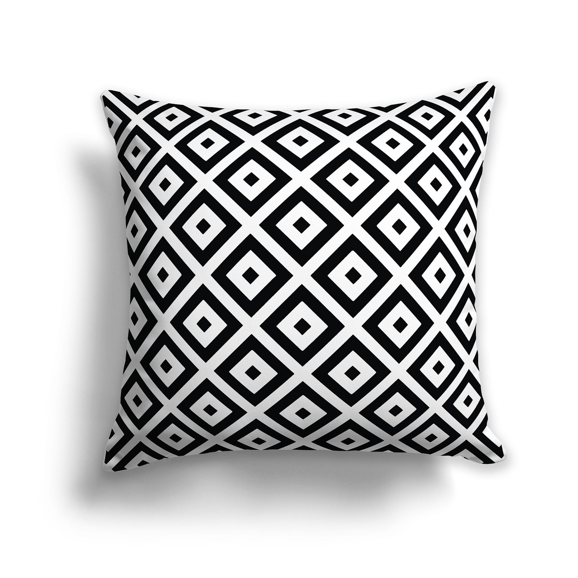 14 inch Square Throw Pillow with black and white radiating squares
