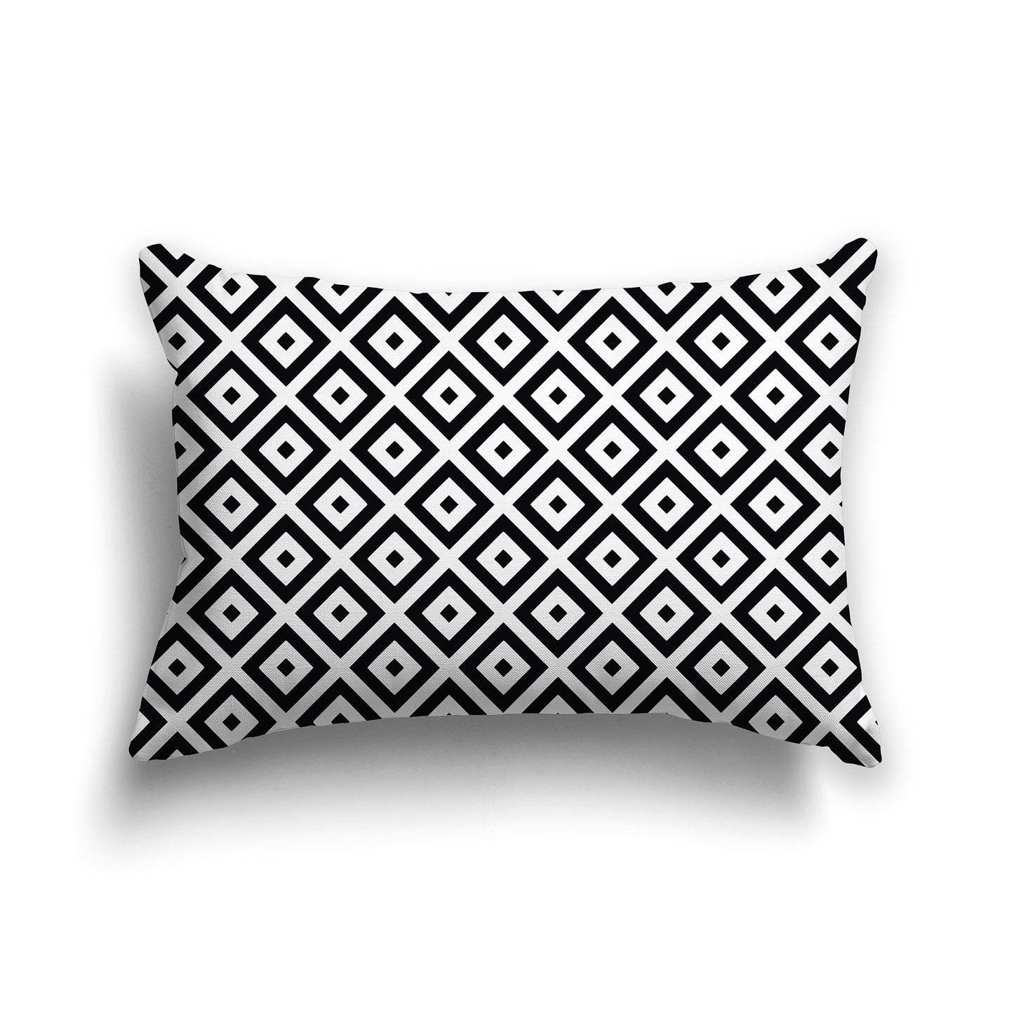 20x14 inch Lumbar Square Throw Pillow with black and white radiating squares