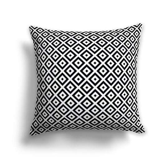 26 inch Square Throw Pillow with black and white radiating squares