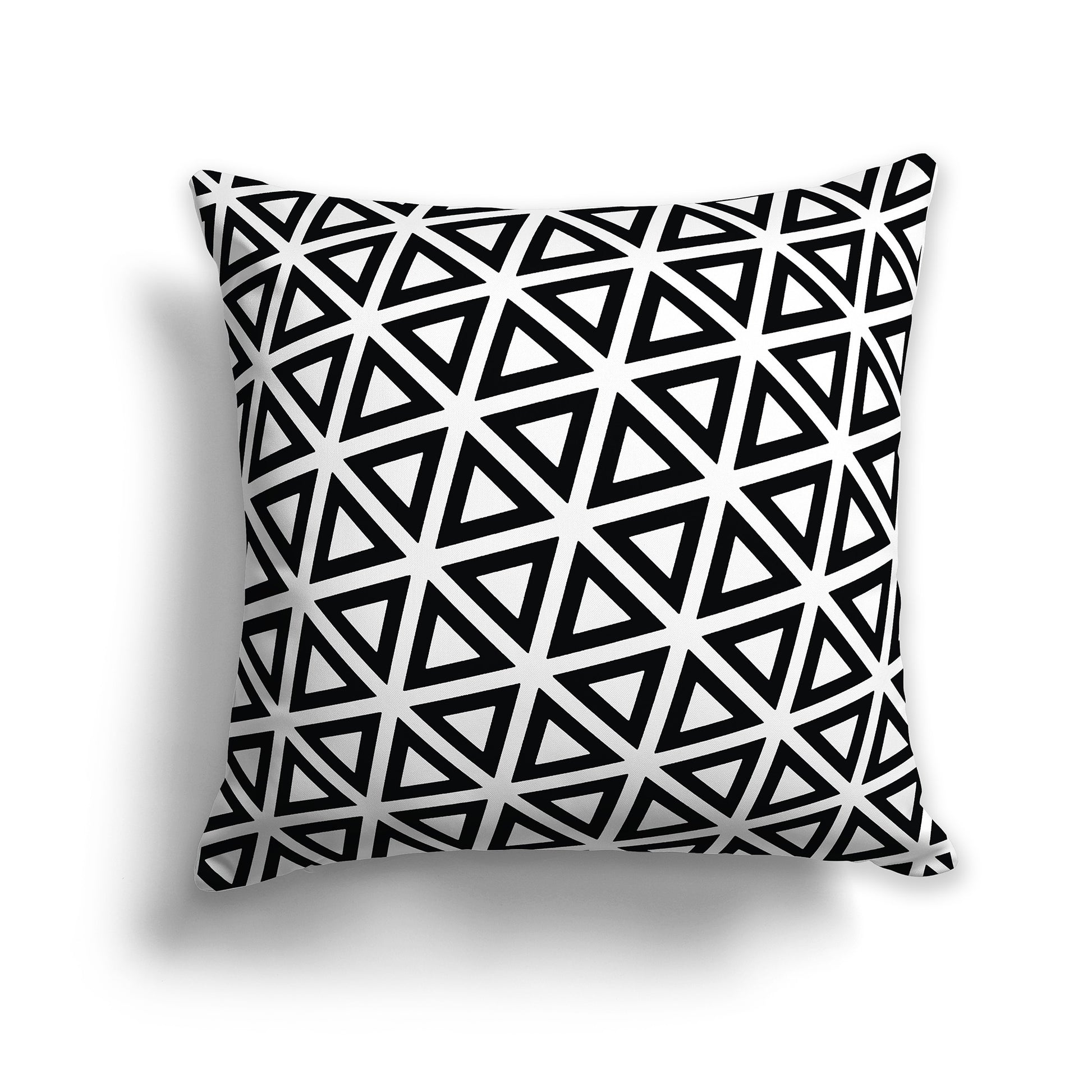 14 inch Square Throw Pillow with black triangles on white