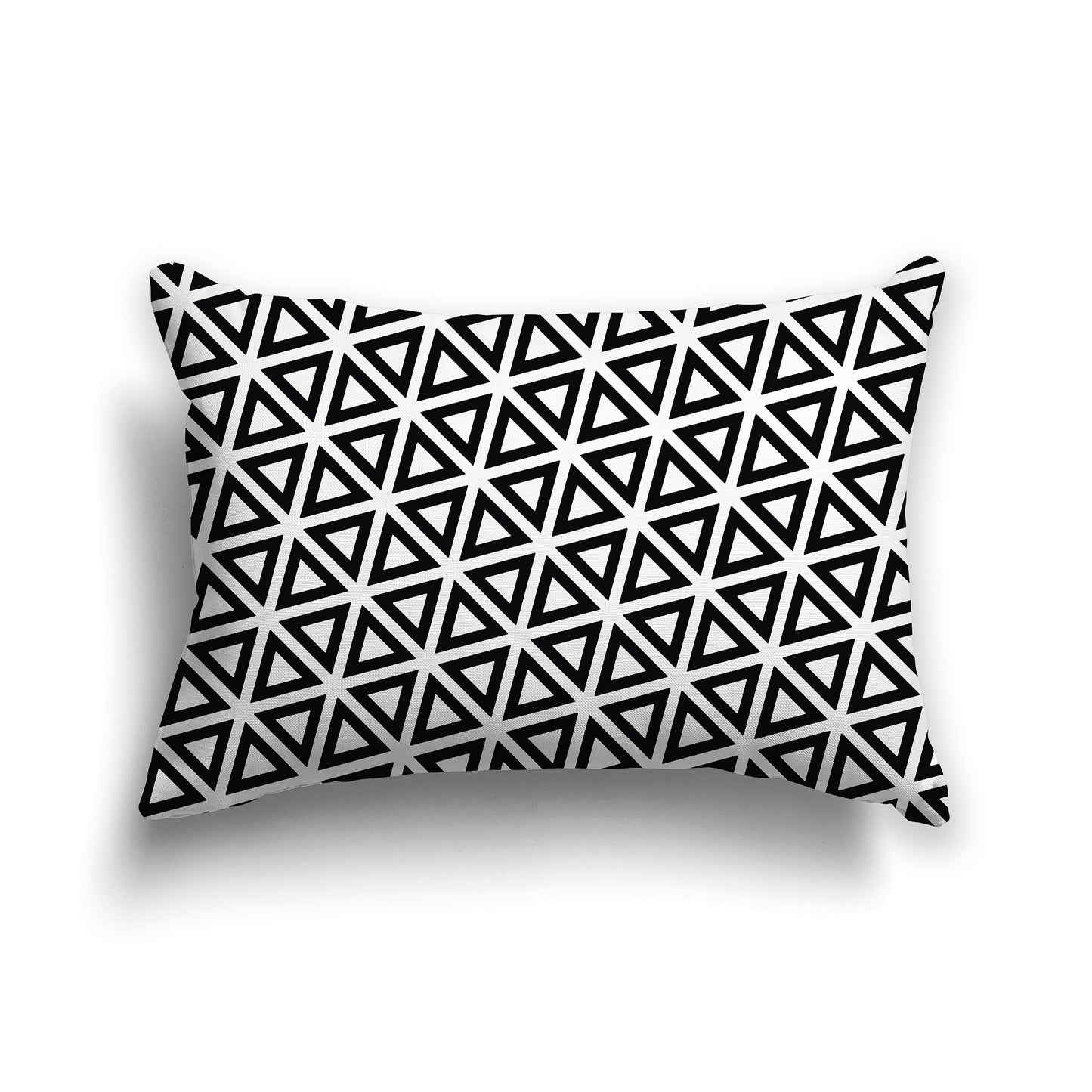 20x14 inch Lumbar Square Throw Pillow with black triangles on white