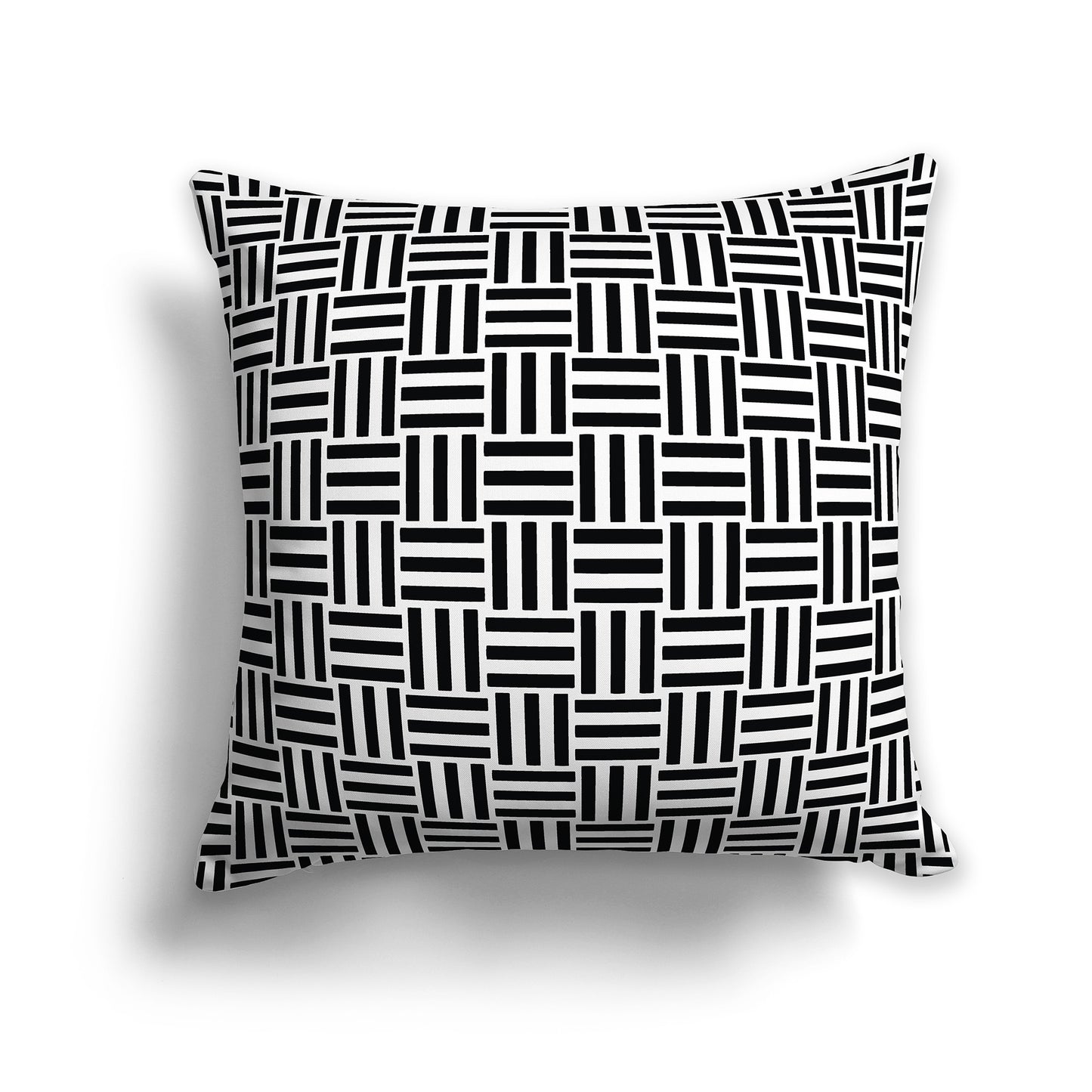 26 inch Square Throw Pillow with black basket weave pattern on white