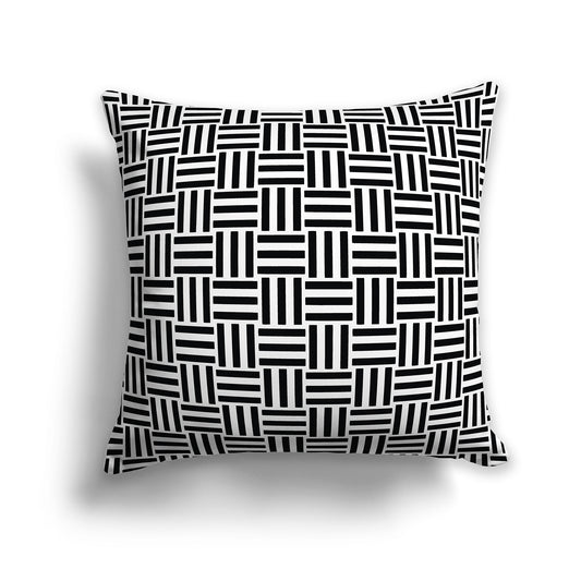 26 inch Square Throw Pillow with black basket weave pattern on white