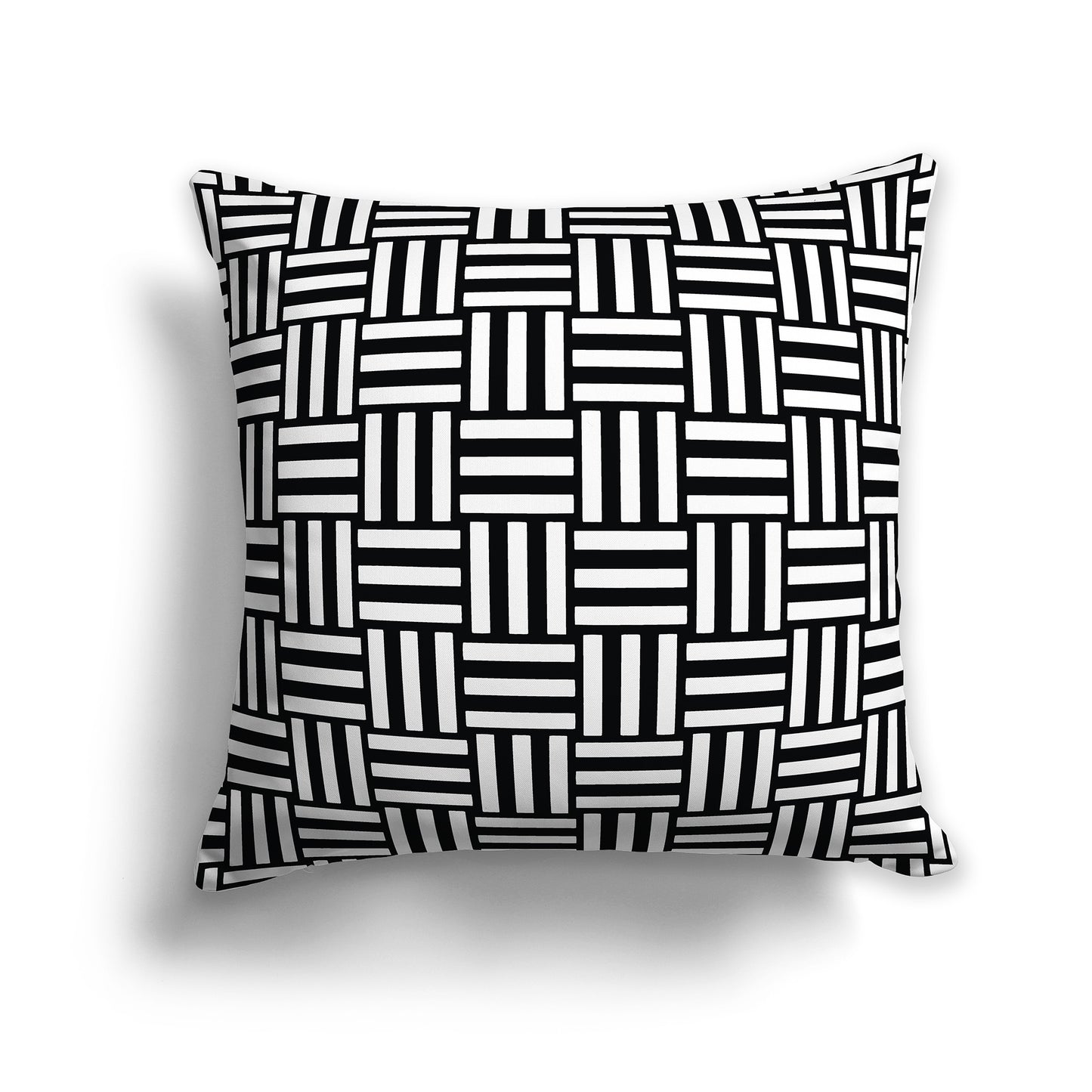20 inch Square Throw Pillow white basket weave pattern on black