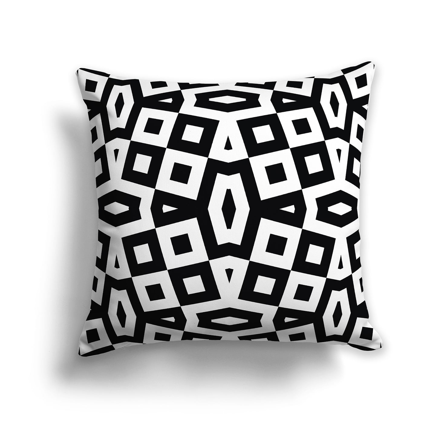 16 inch Square Throw Pillow with black and white geometric pattern