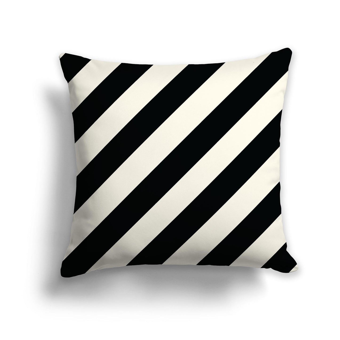 Square Throw Pillow with Black and Pale Cream Diagonal Bars