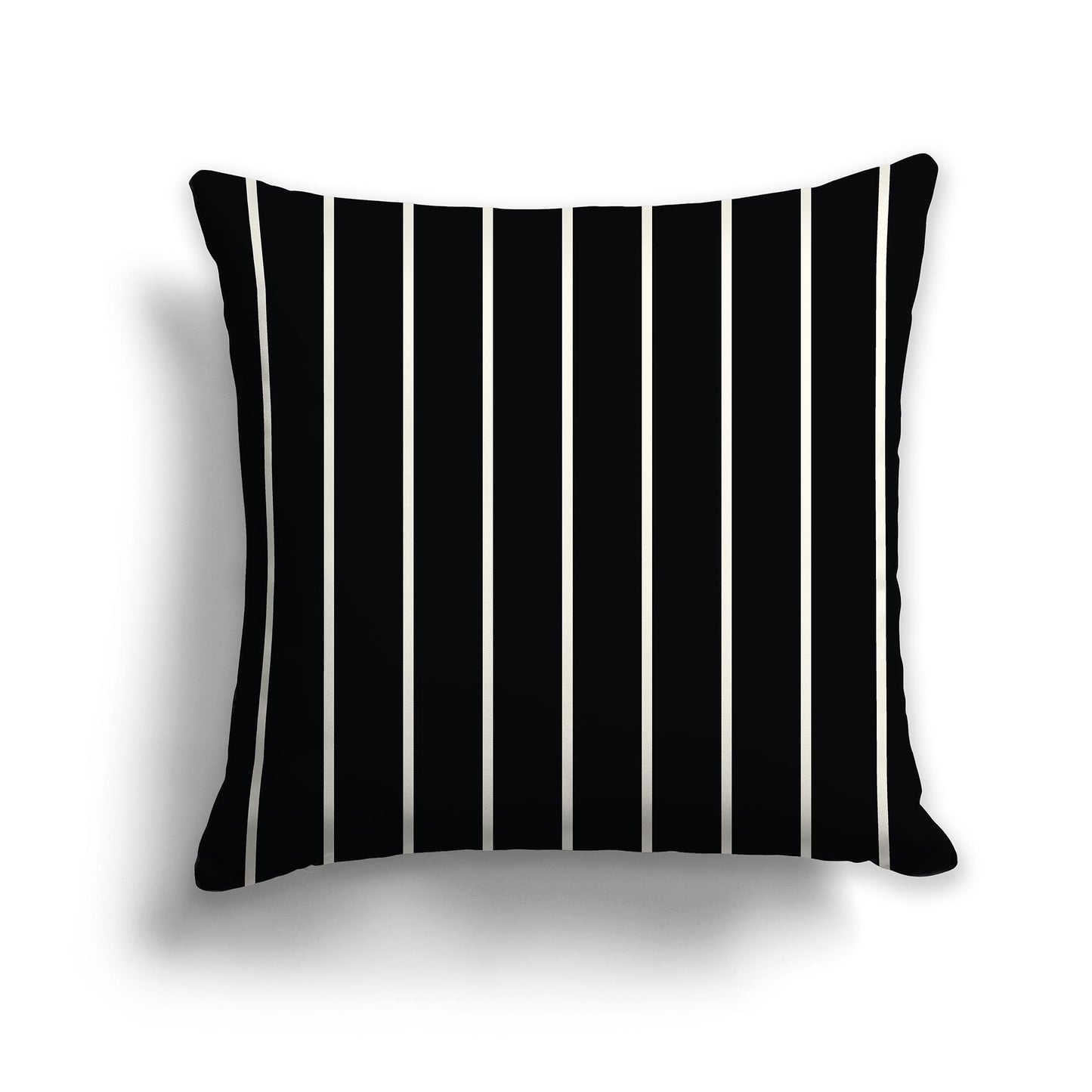 Square Throw Pillow with Thin Pale Cream Stripes on Black