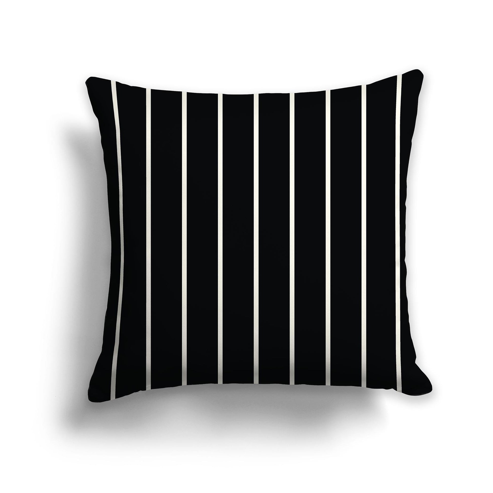 Square Throw Pillow with Thin Pale Cream Stripes on Black