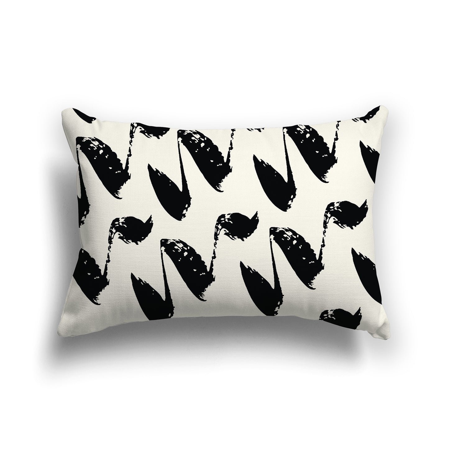 Lumbar Throw Pillow with Black Pattern on Pale Cream