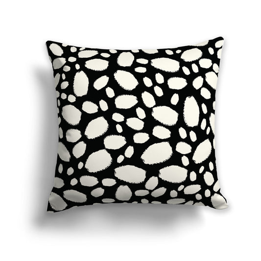 18x18 inch Throw Pillow with Pale Cream Pattern on Black