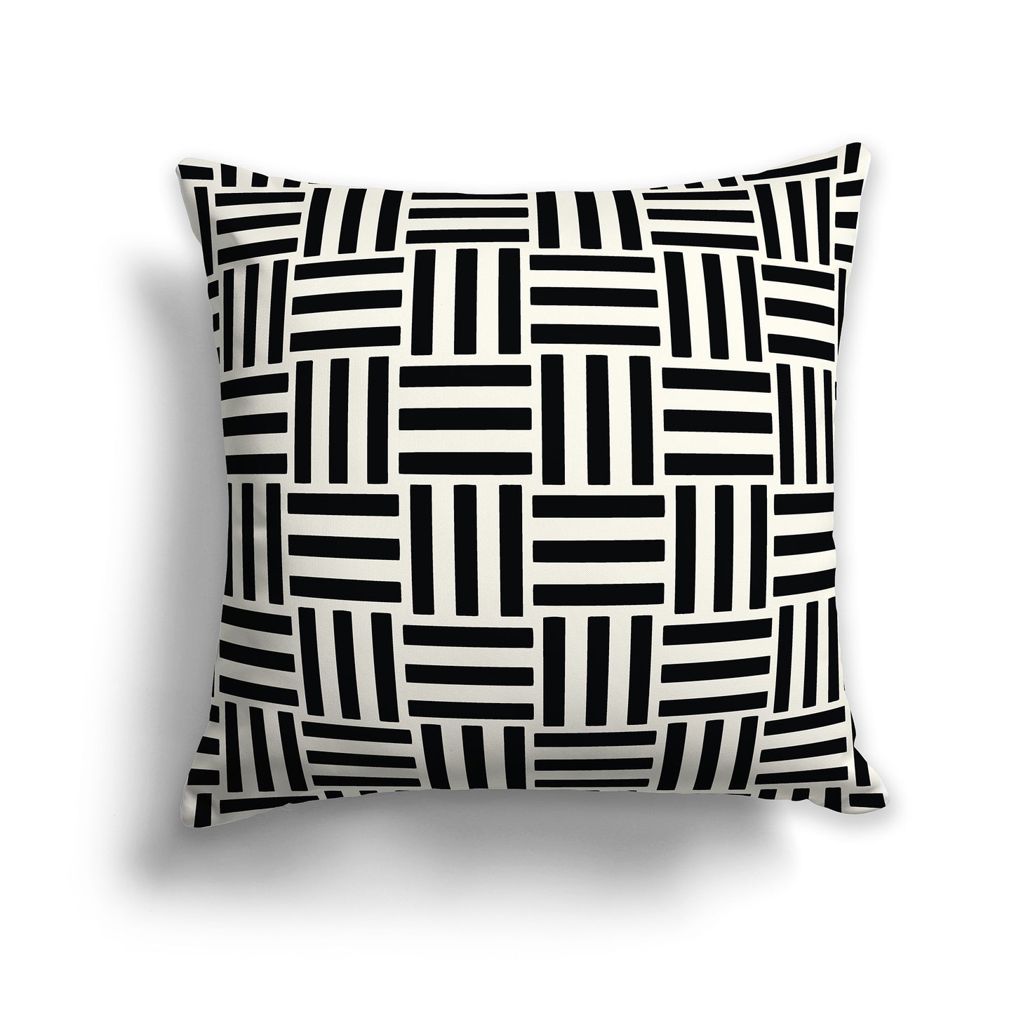 14x14 inch Throw Pillow with Black Pattern on Pale Cream