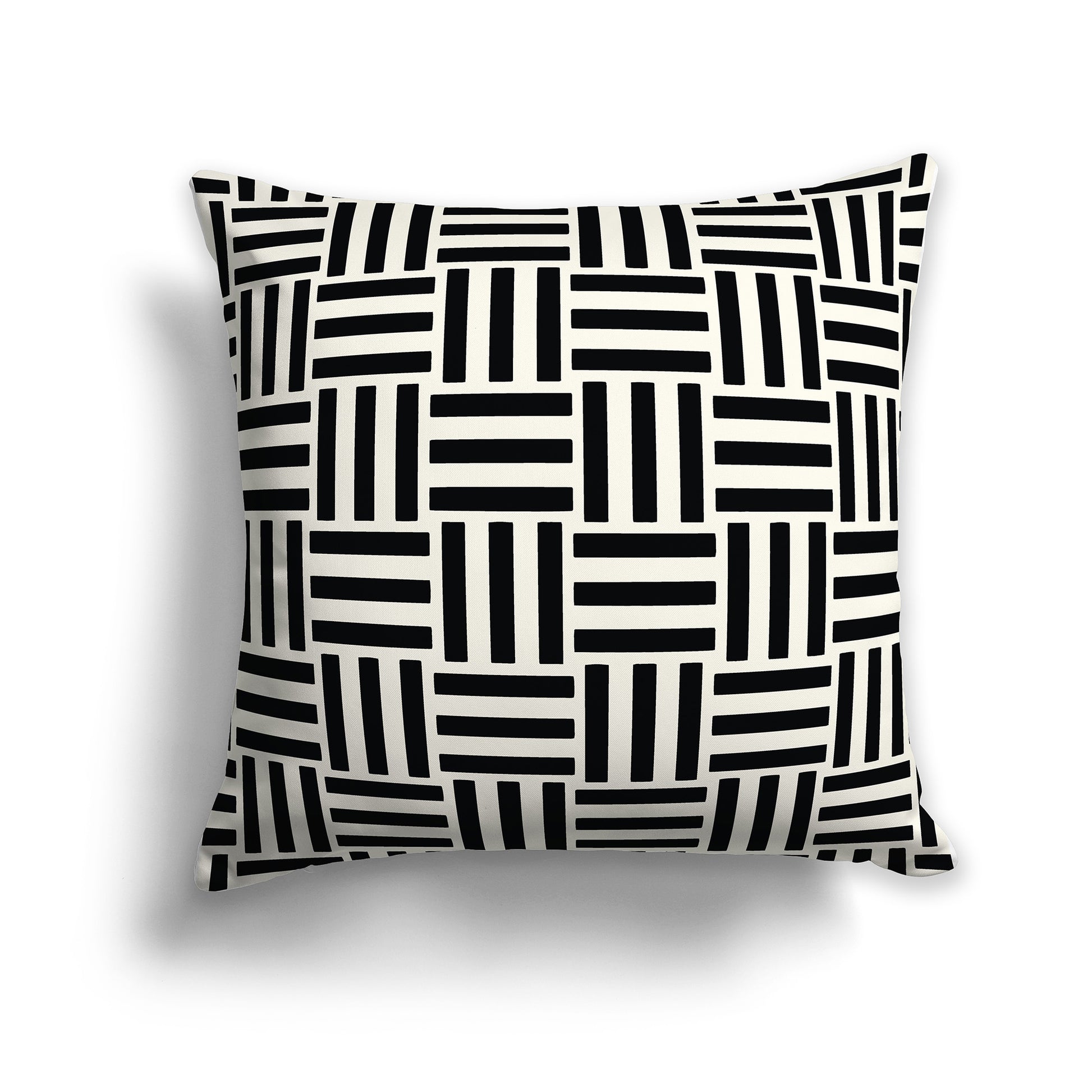14x14 inch Throw Pillow with Black Pattern on Pale Cream