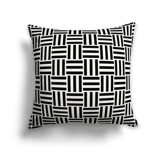 18x18 inch Throw Pillow with Black Pattern on Pale Cream
