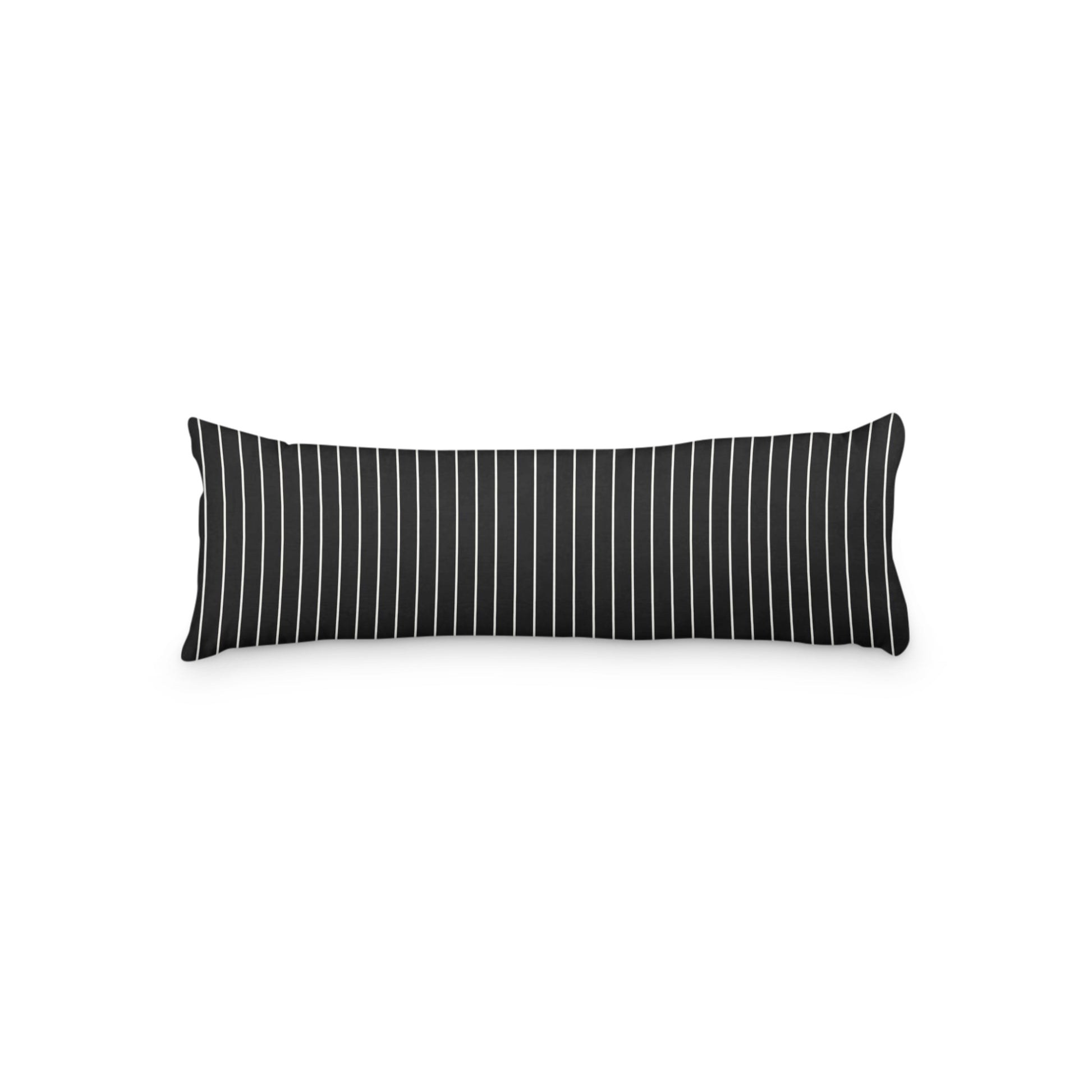 Black Microfiber Body Pillow with Fine Pale Cream Stripes, MFBP-1013-152,  20 x 54 inches