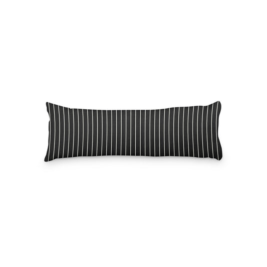 Black Microfiber Body Pillow with Fine Pale Cream Stripes, MFBP-1013-152,  20 x 54 inches