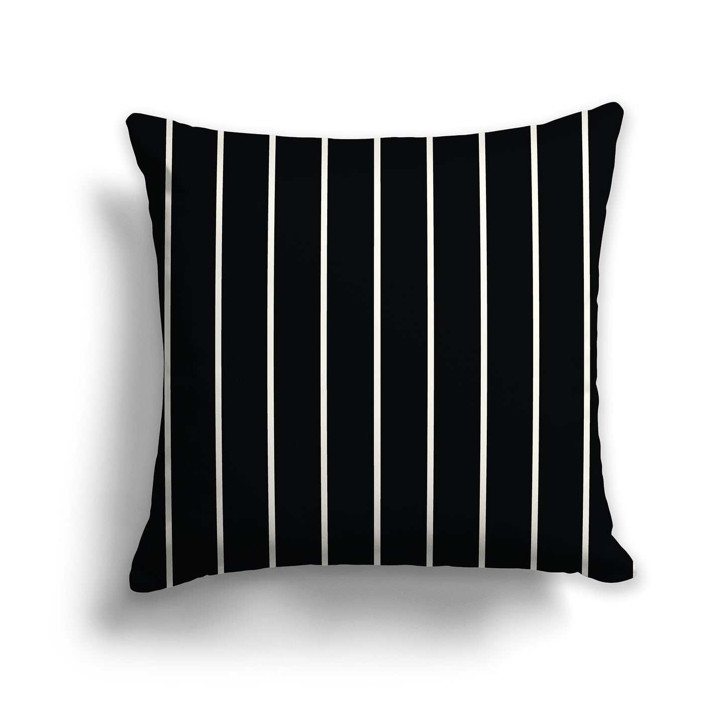 14x14 inch Throw Pillow with Fine Pale Cream Vertical Stripes on Black