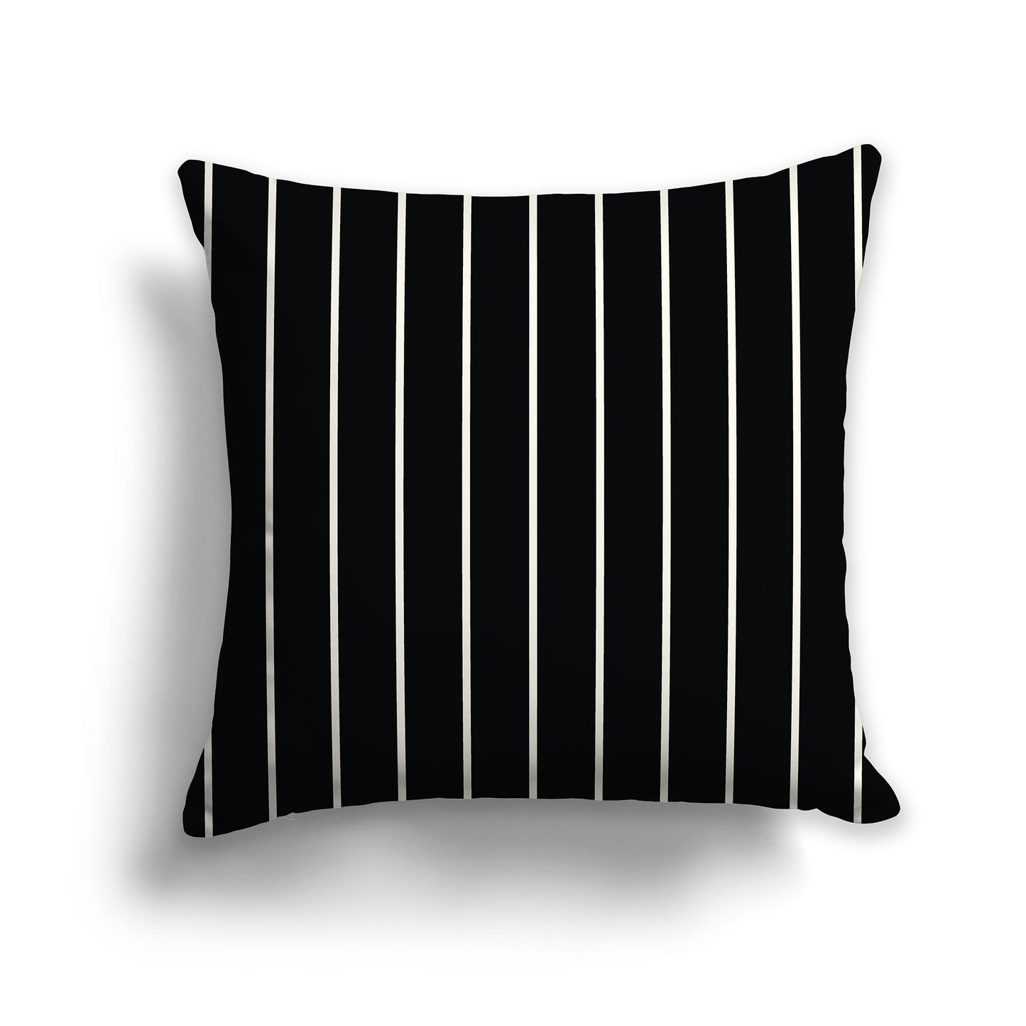 16x16 inch Throw Pillow with Fine Pale Cream Vertical Stripes on Black