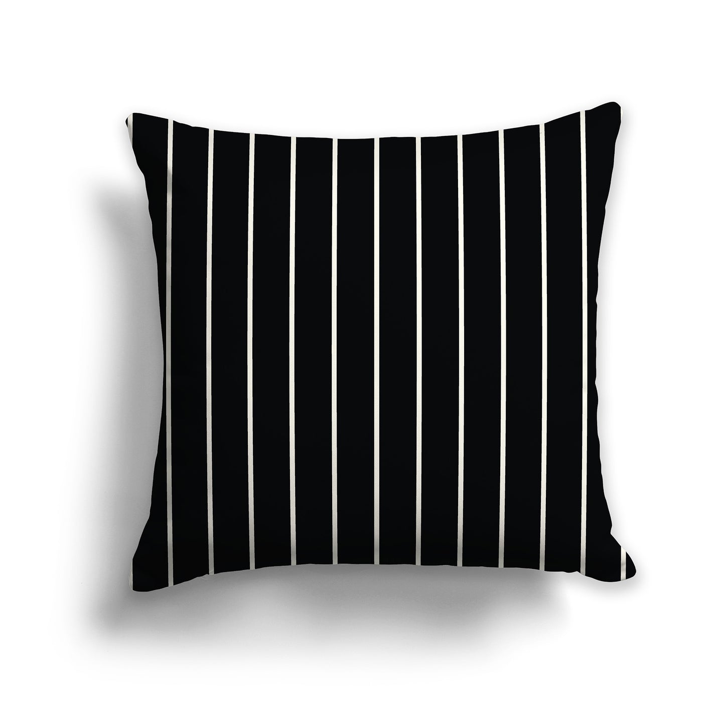 18x18 inch Throw Pillow with Fine Pale Cream Vertical Stripes on Black