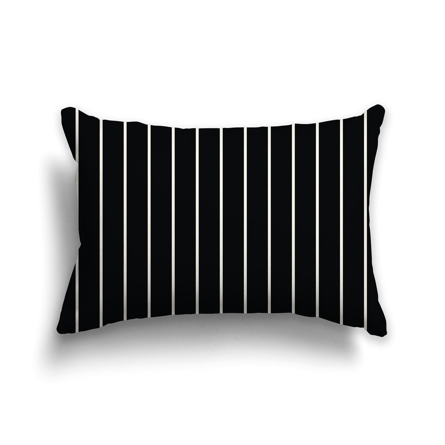 20x14 inch Throw Pillow with Fine Pale Cream Vertical Stripes on Black