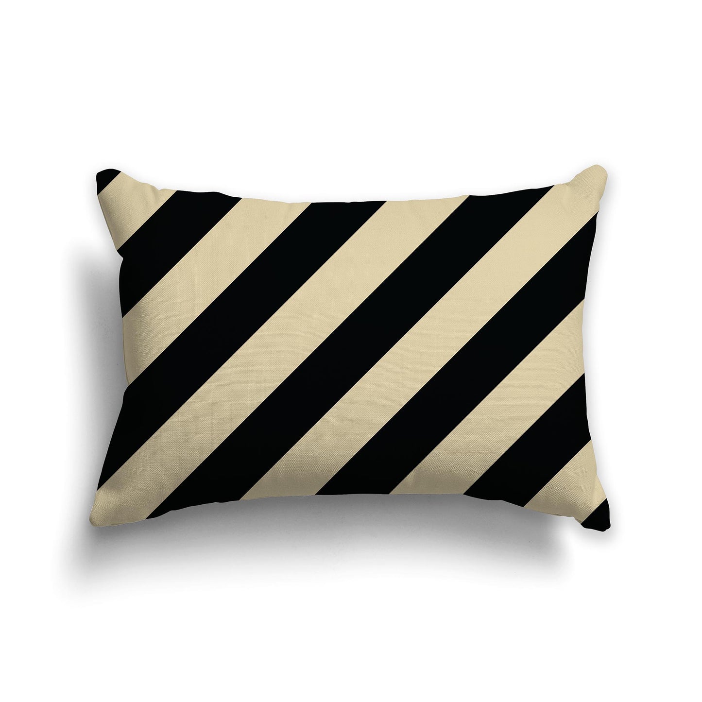 Lumbar Throw Pillow with Black and Desert Sand Diagonal Bars