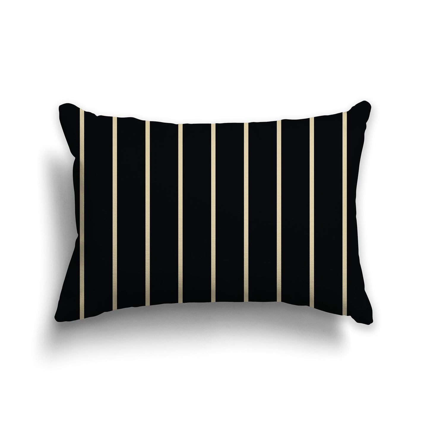 Lumbar Throw Pillow with Thin Desert Sand Stripes on Black