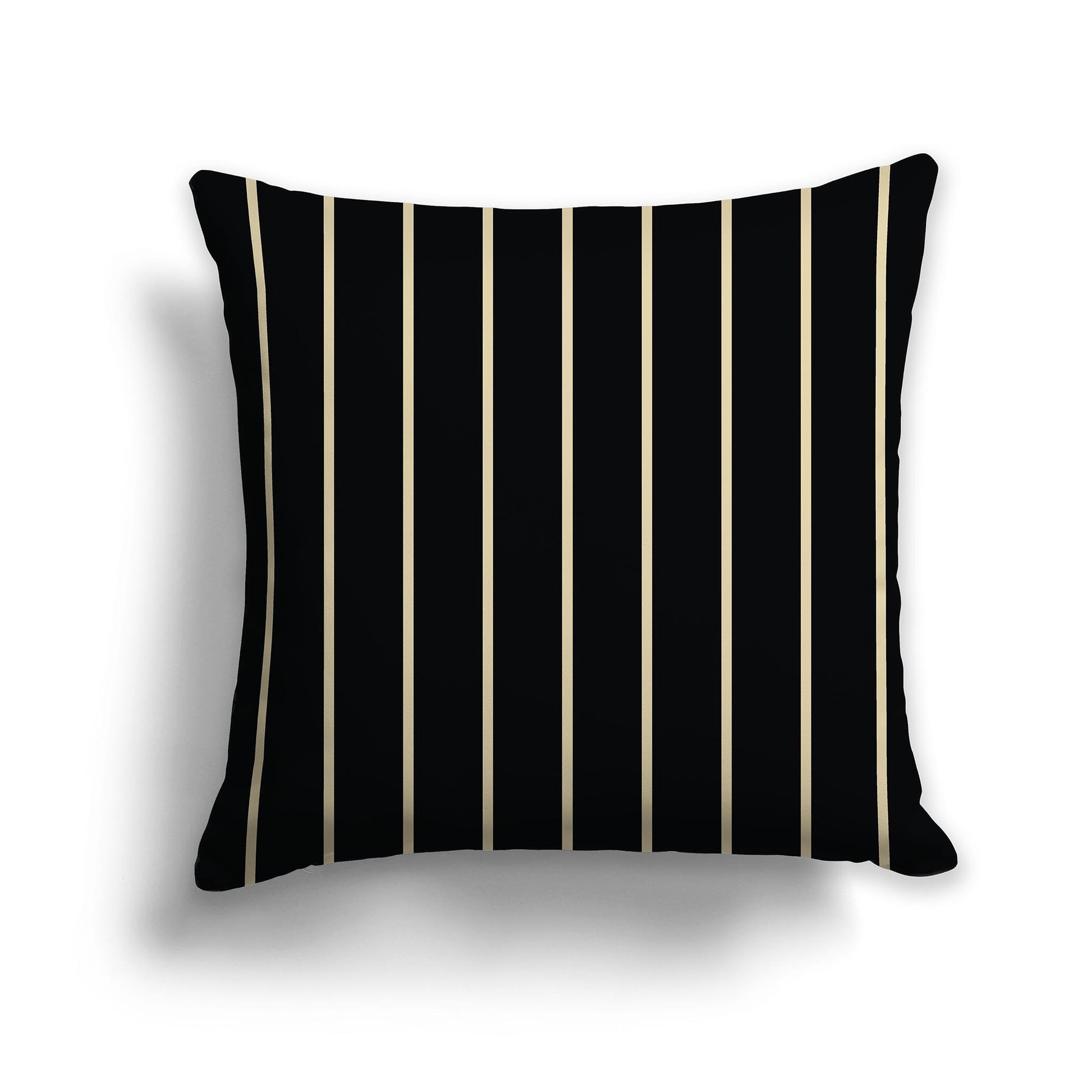Square Throw Pillow with Thin Desert Sand Stripes on Black