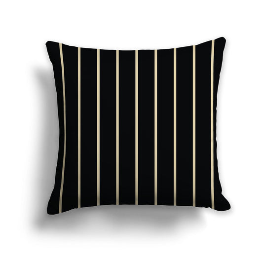 Square Throw Pillow with Thin Desert Sand Stripes on Black