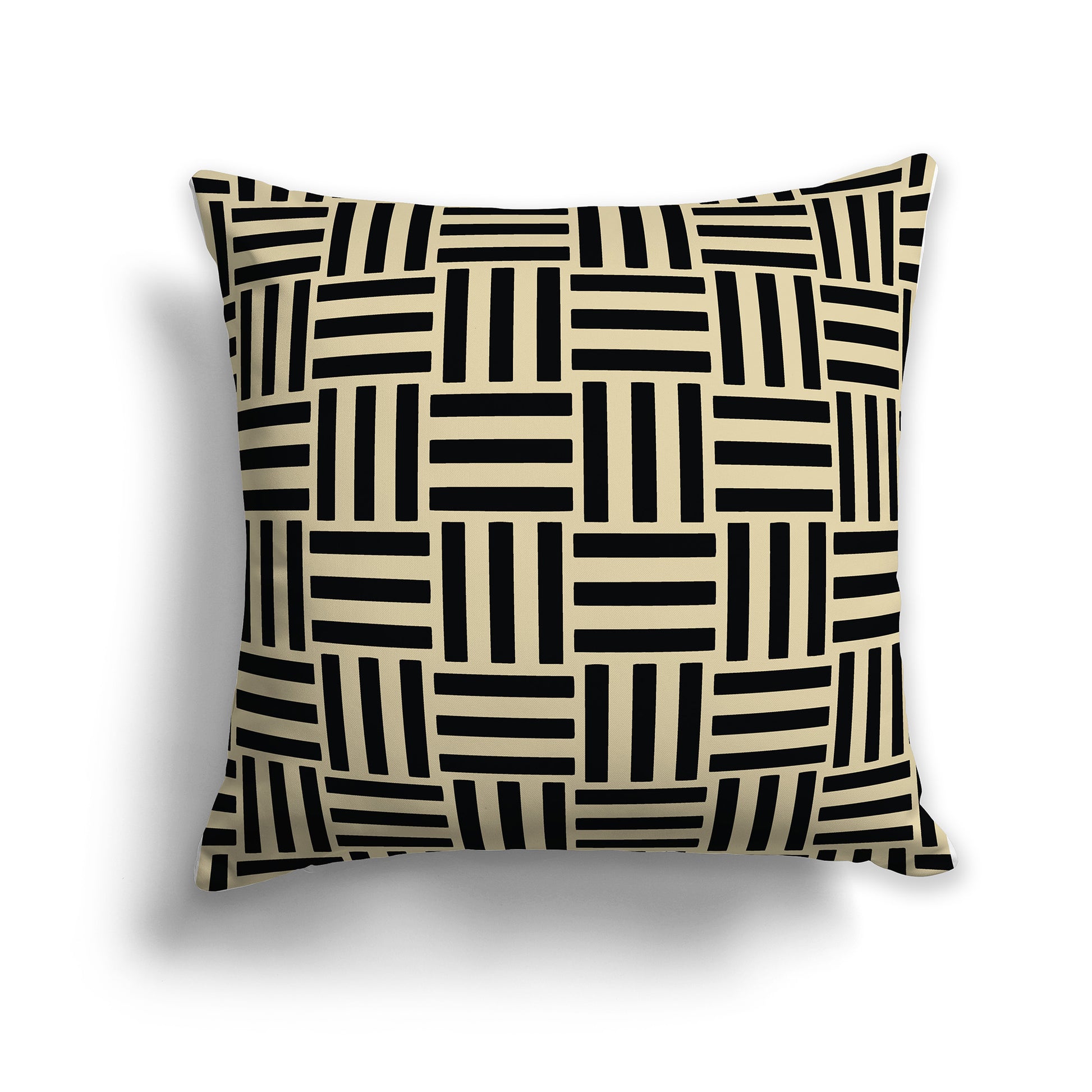 14x14 inch Throw Pillow with Black Pattern on Desert Sand