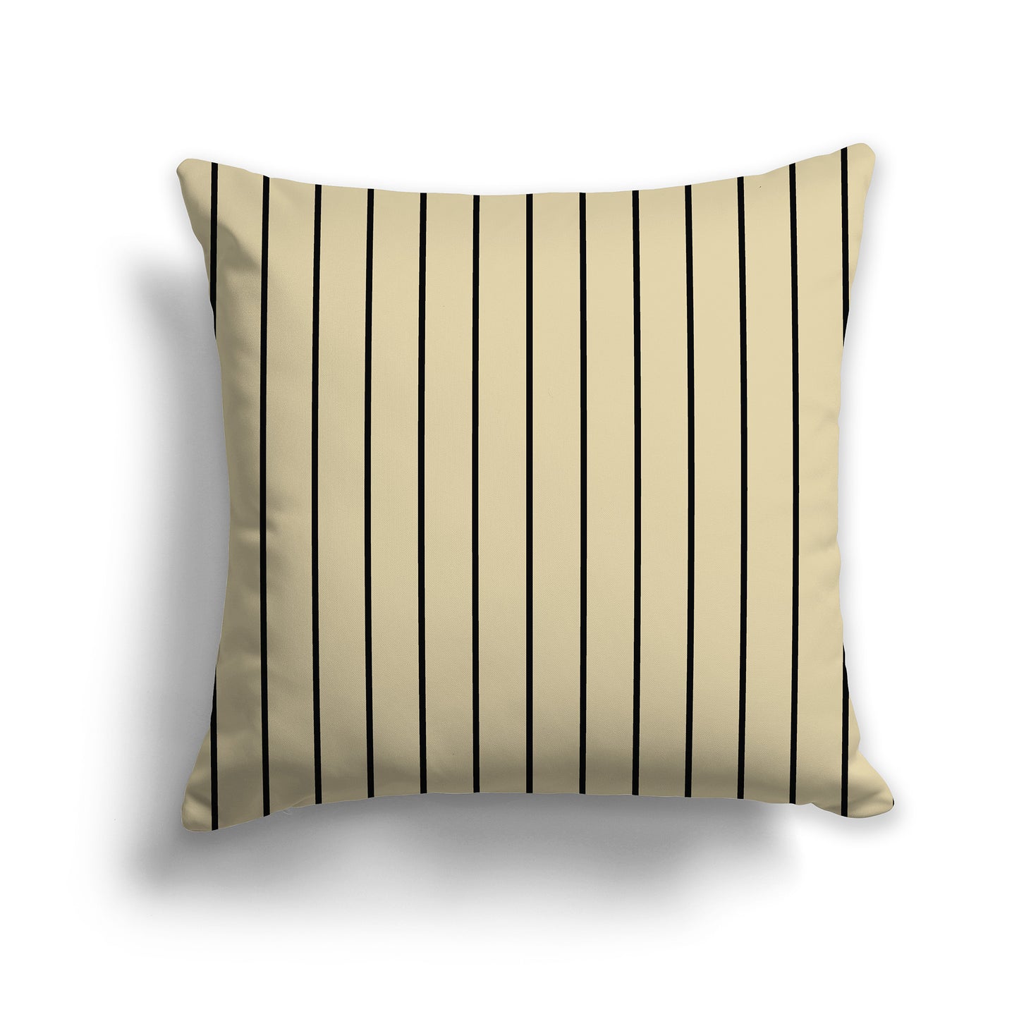 20x20 inch Throw Pillow with Fine Black Vertical Stripes on Desert Sand