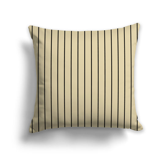 26x26 inch Throw Pillow with Fine Black Vertical Stripes on Desert Sand